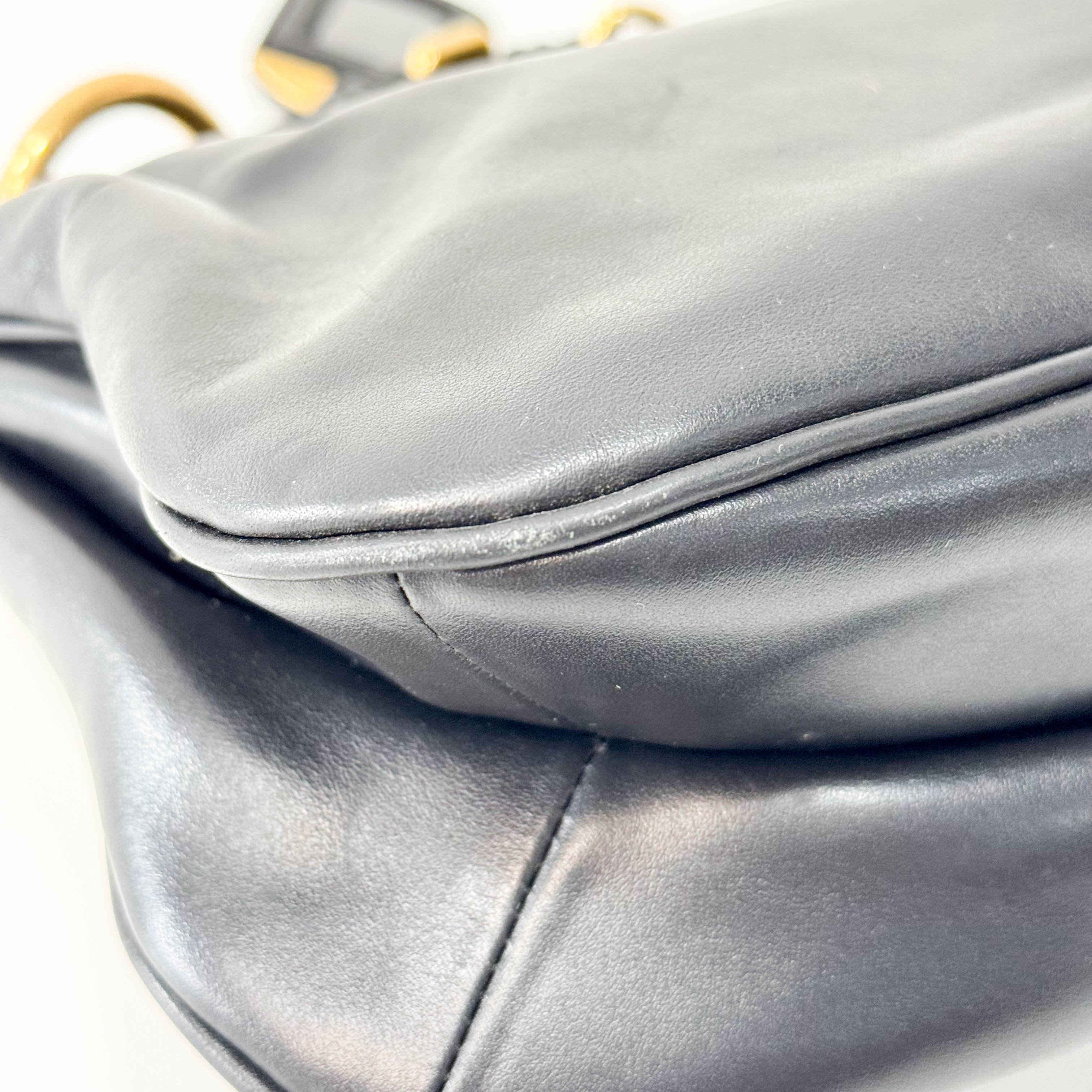Black Leather Hobo Shoulder Bag