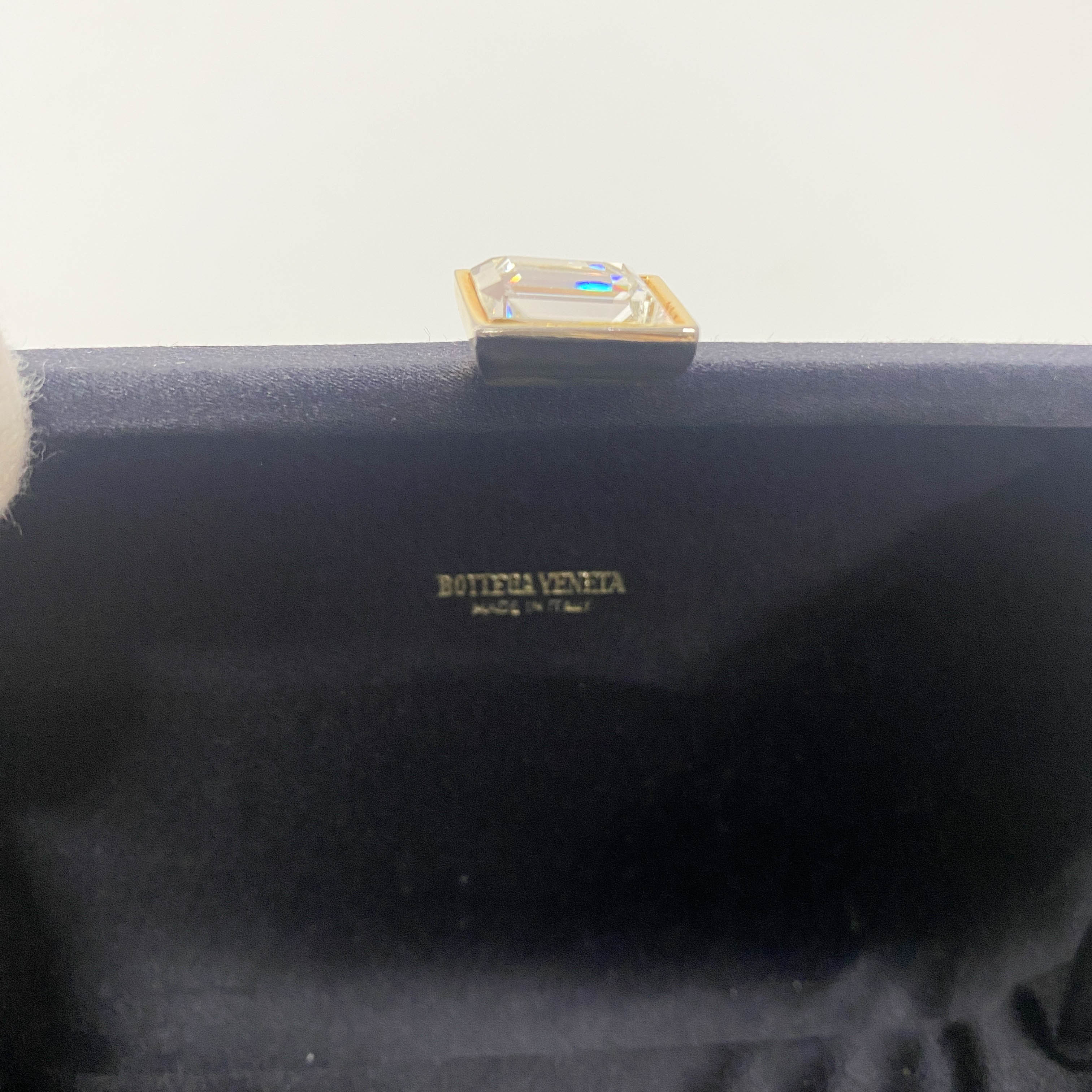 Intrecciato Black Satin Mini Clutch Bag