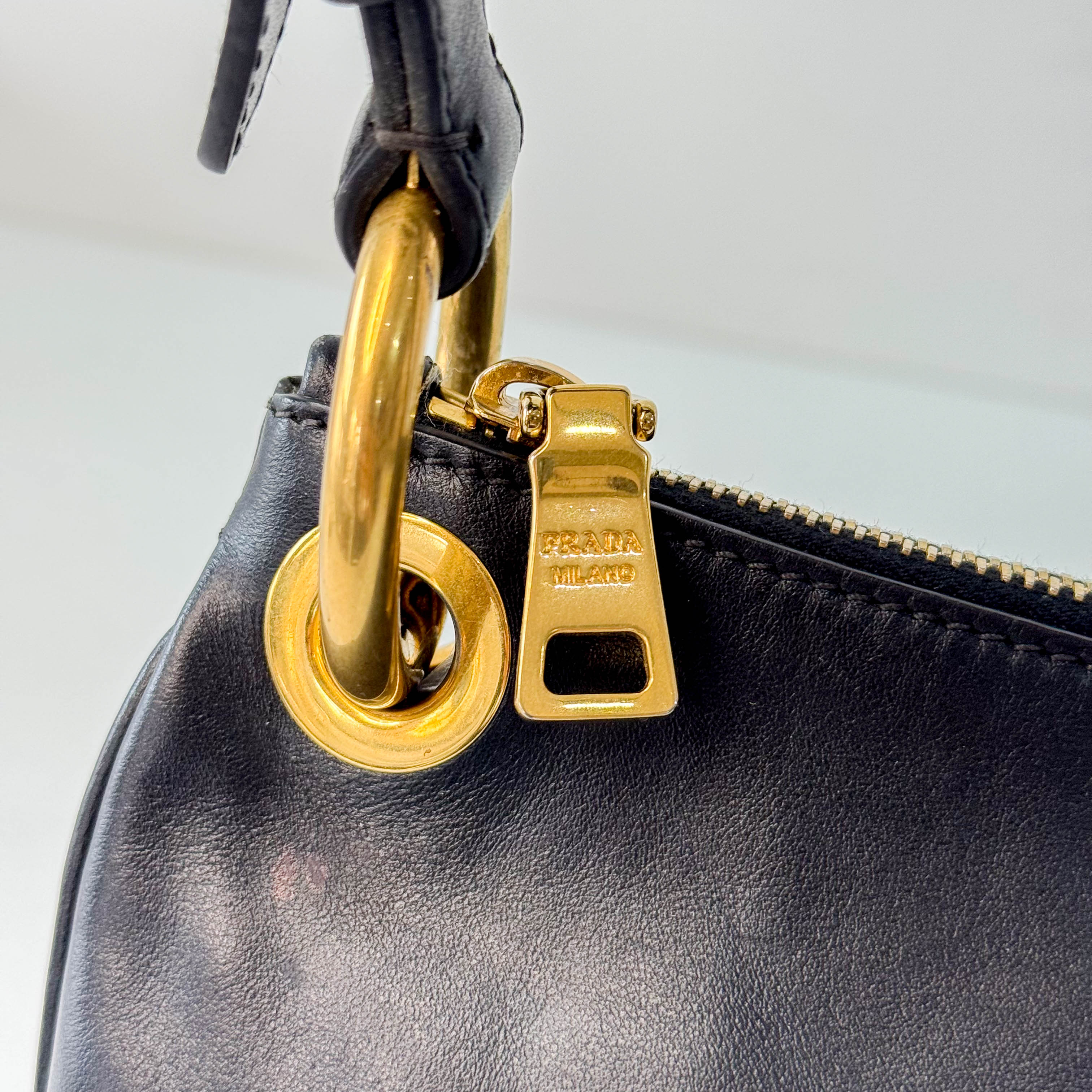 Black Leather Hobo Shoulder Bag
