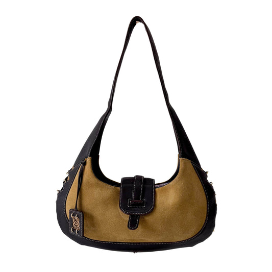 Brown Suede Hobo Shoulder Bag