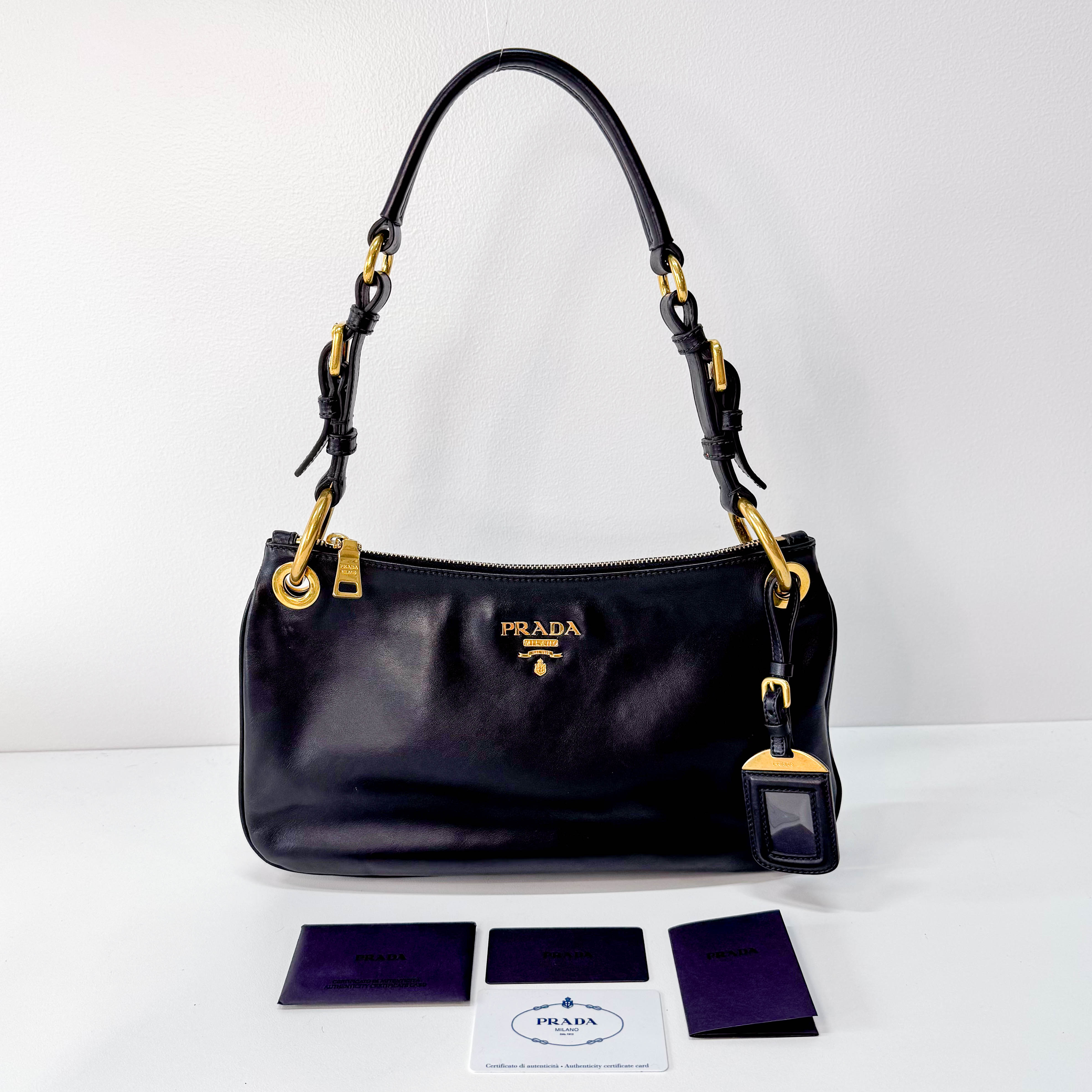 Black Leather Hobo Shoulder Bag