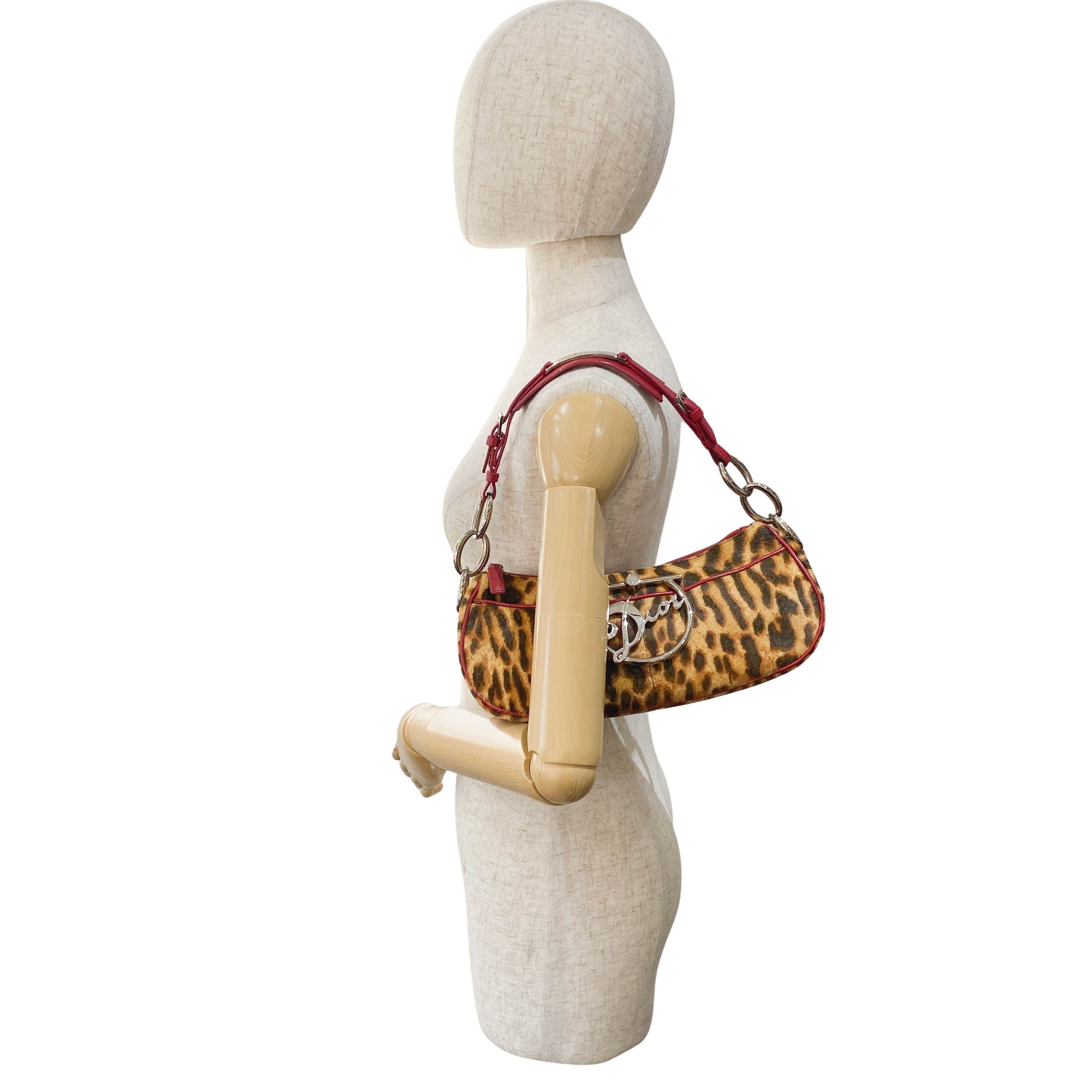 Diva Leopard Print Pony Hair and Red Leather Bag