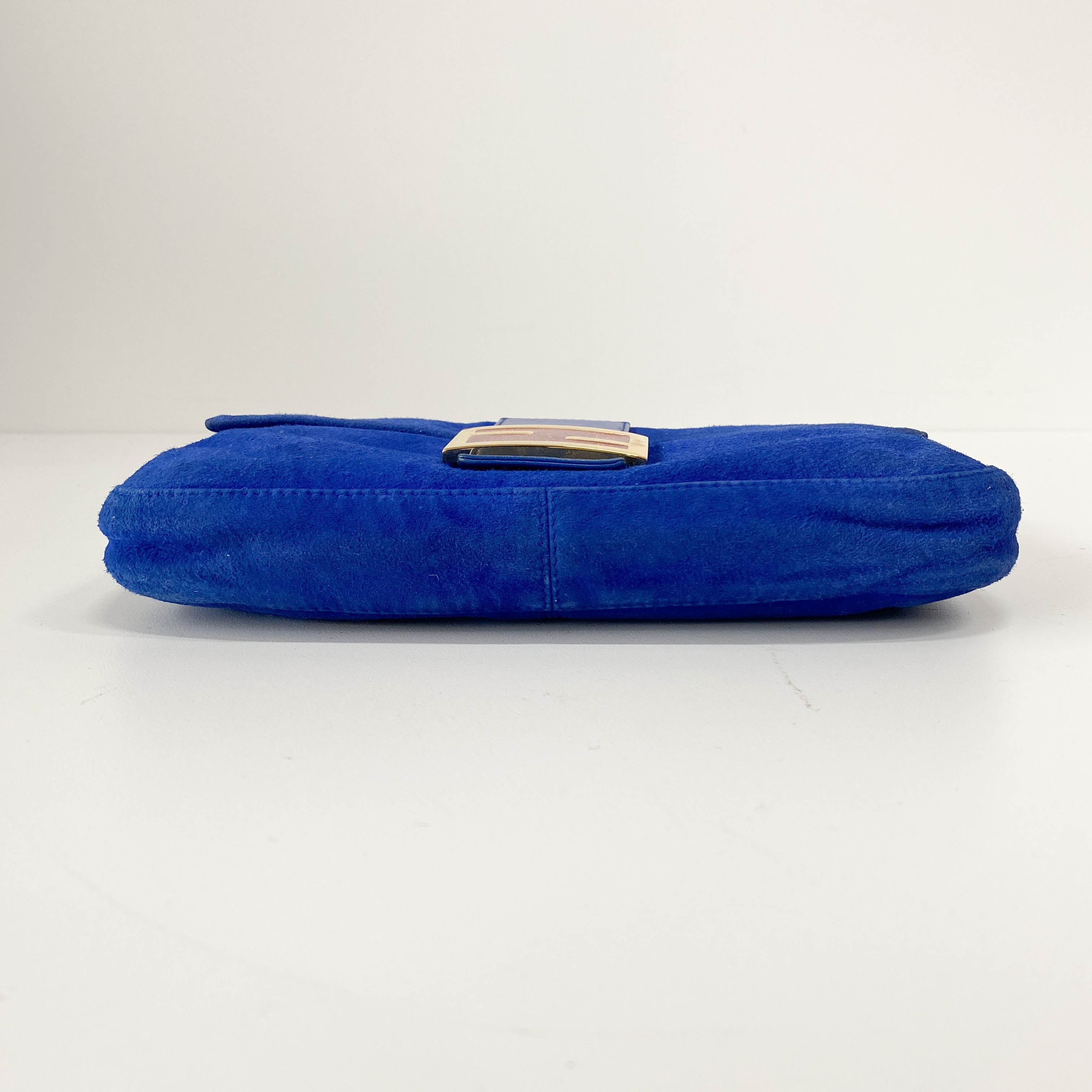 Baguette Blue Suede Shoulder Bag