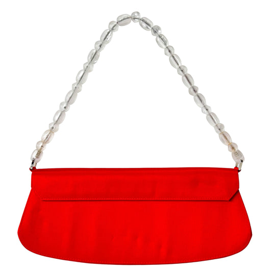 Red Satin Flap Shoulder Bag