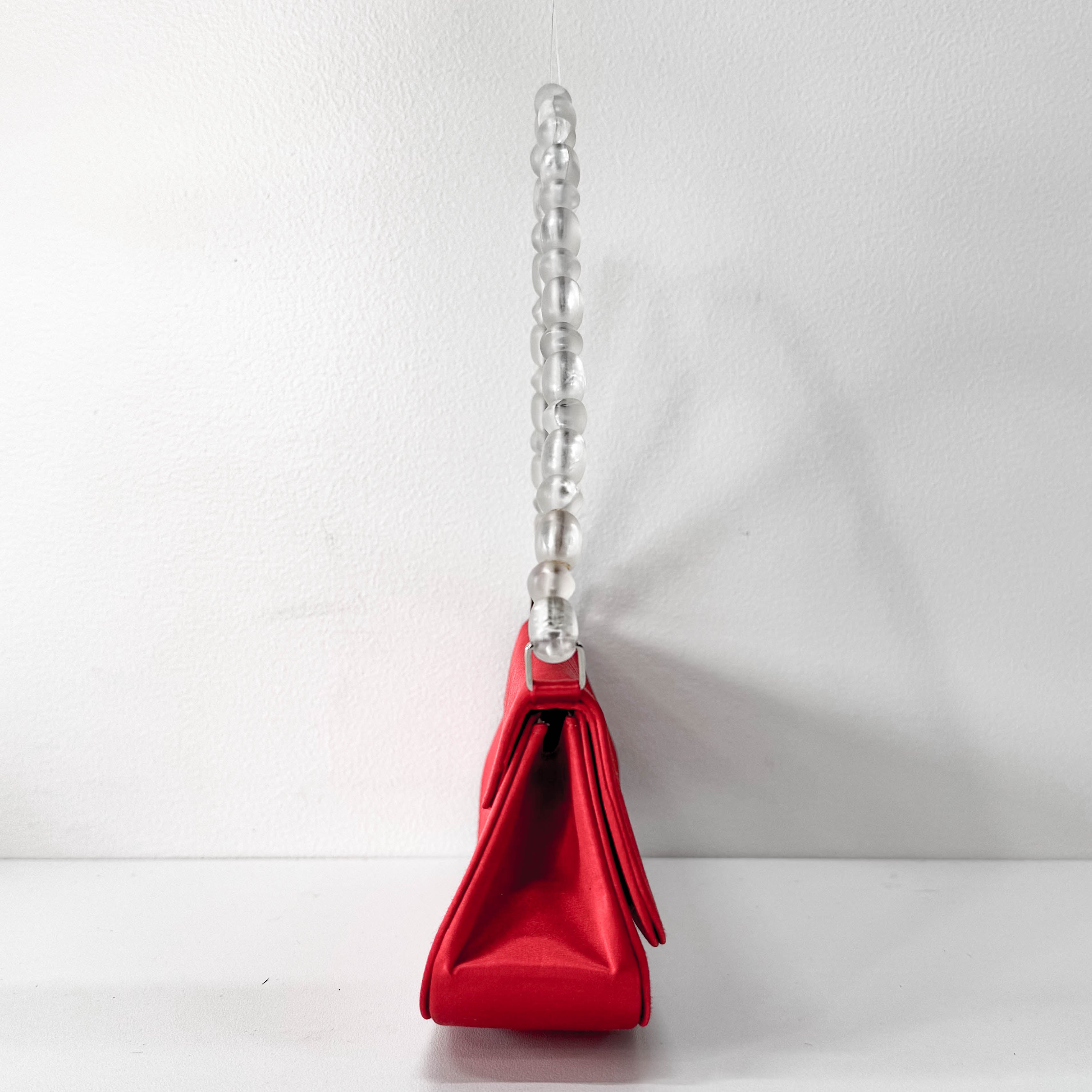 Red Satin Flap Shoulder Bag
