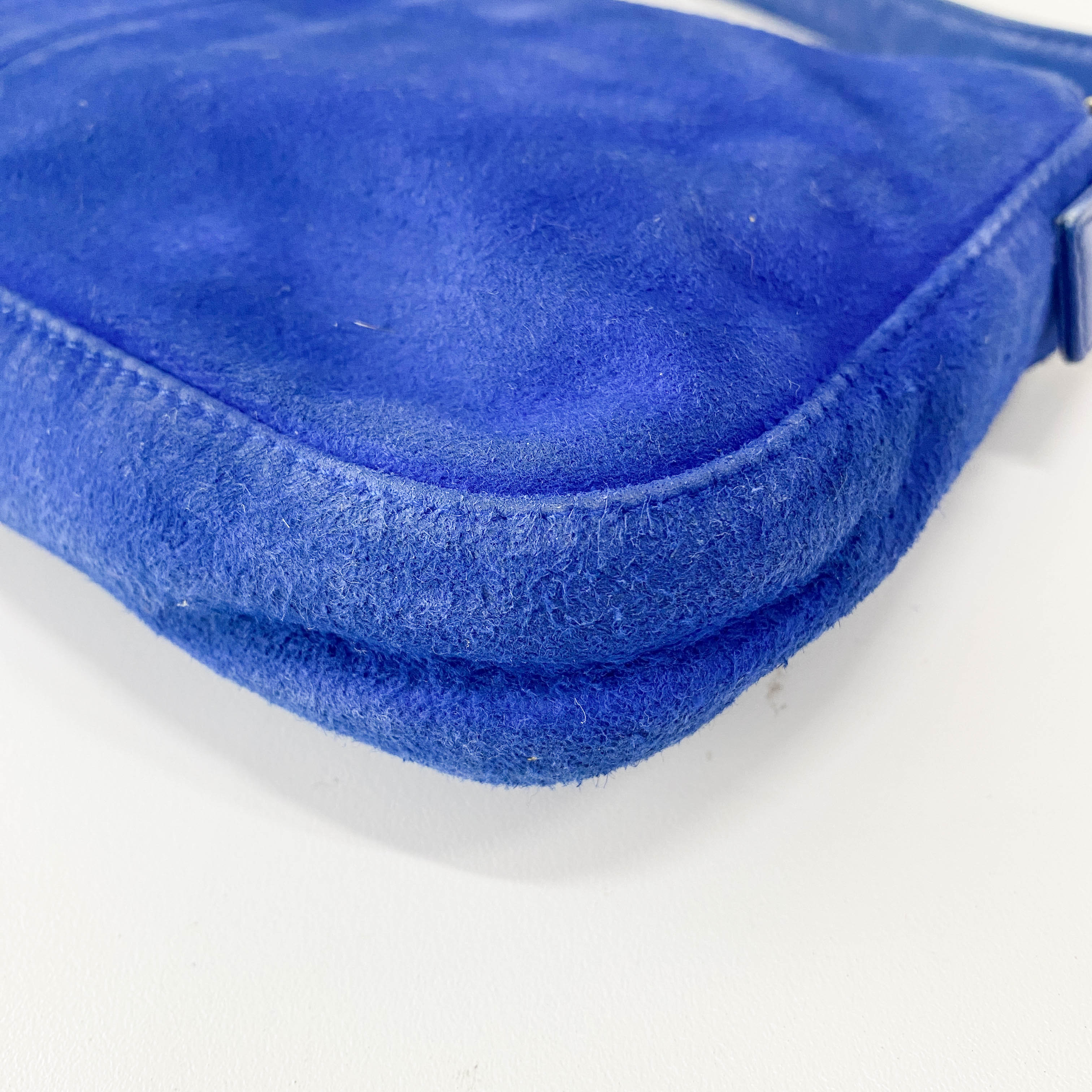 Baguette Blue Suede Shoulder Bag
