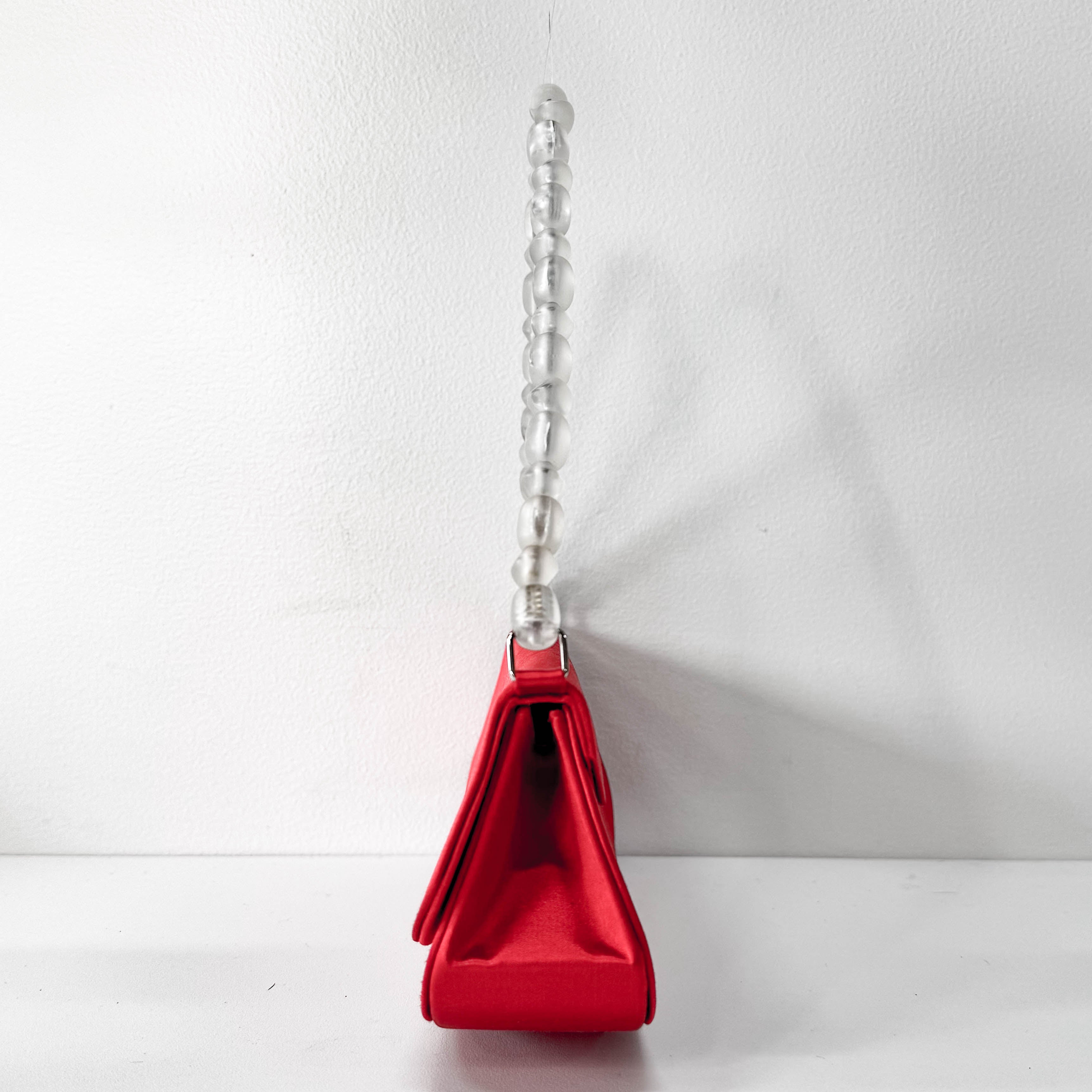 Red Satin Flap Shoulder Bag