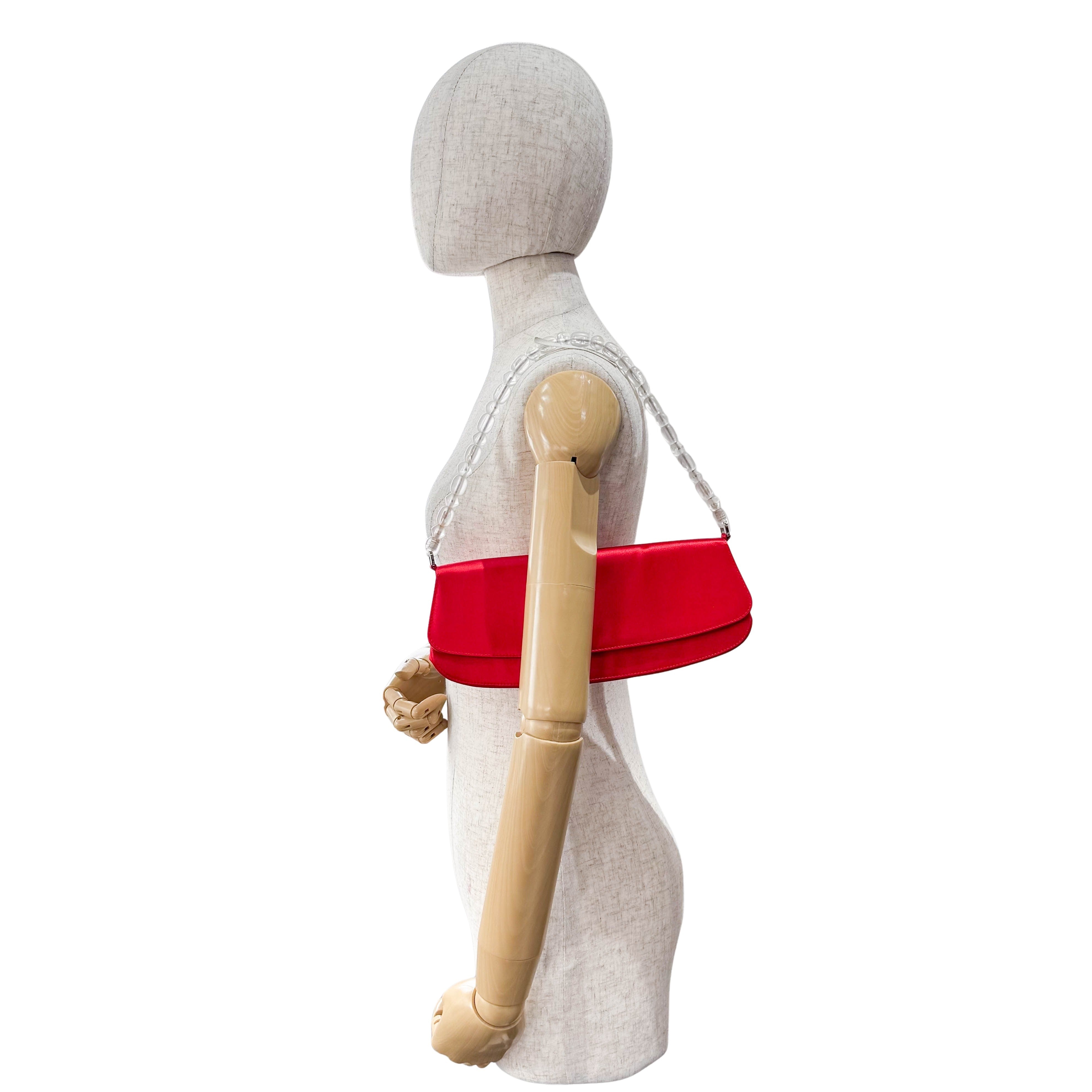 Red Satin Flap Shoulder Bag