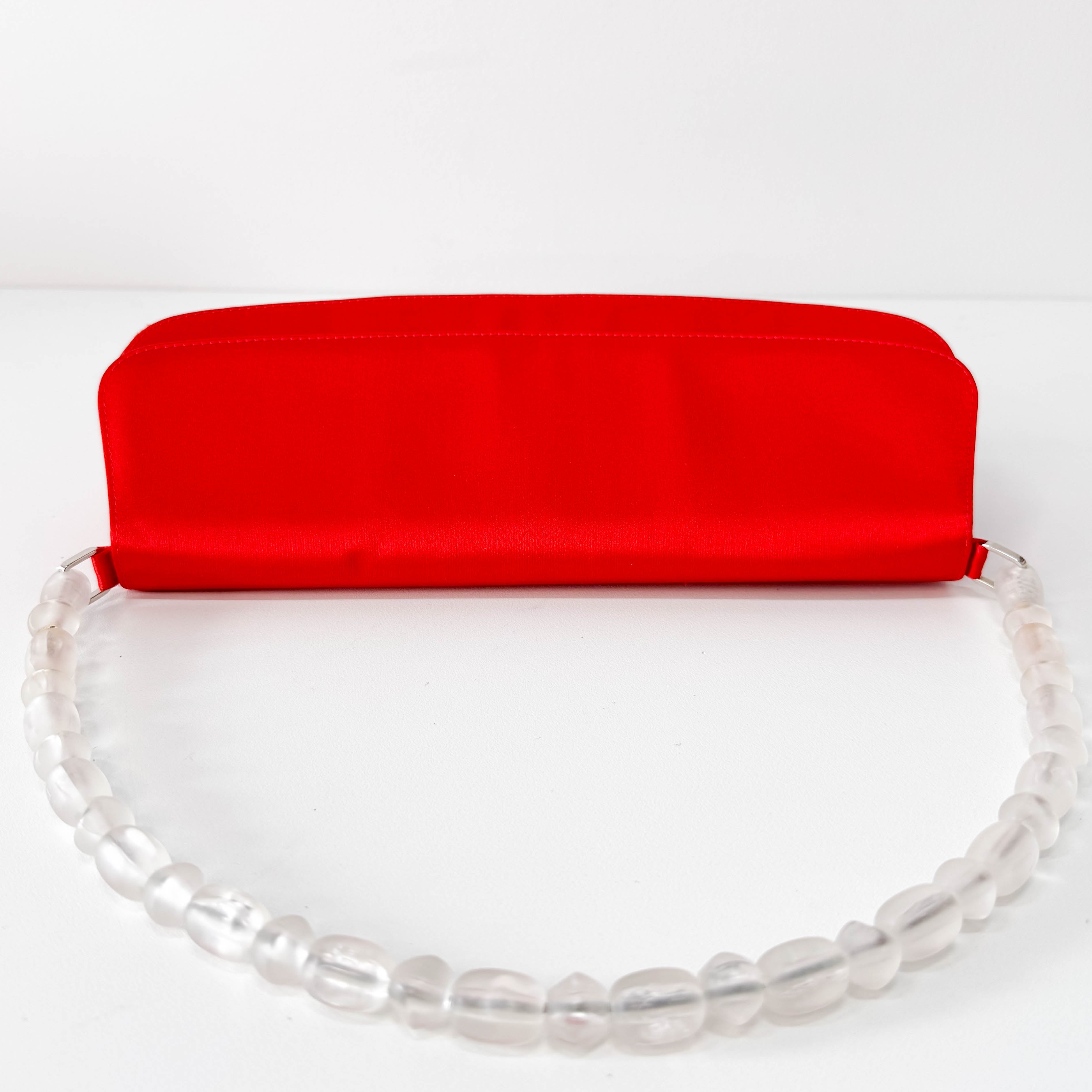 Red Satin Flap Shoulder Bag