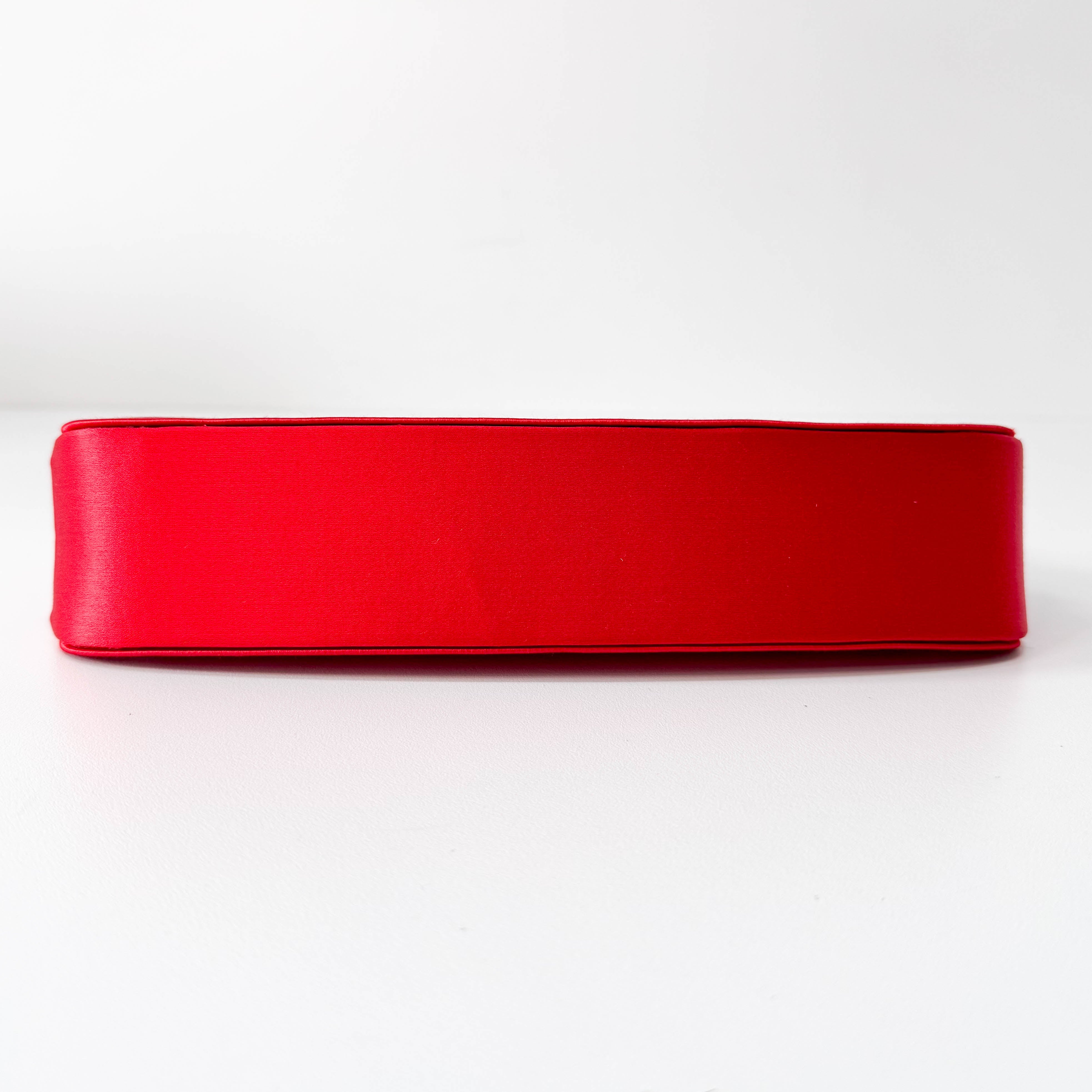 Red Satin Flap Shoulder Bag