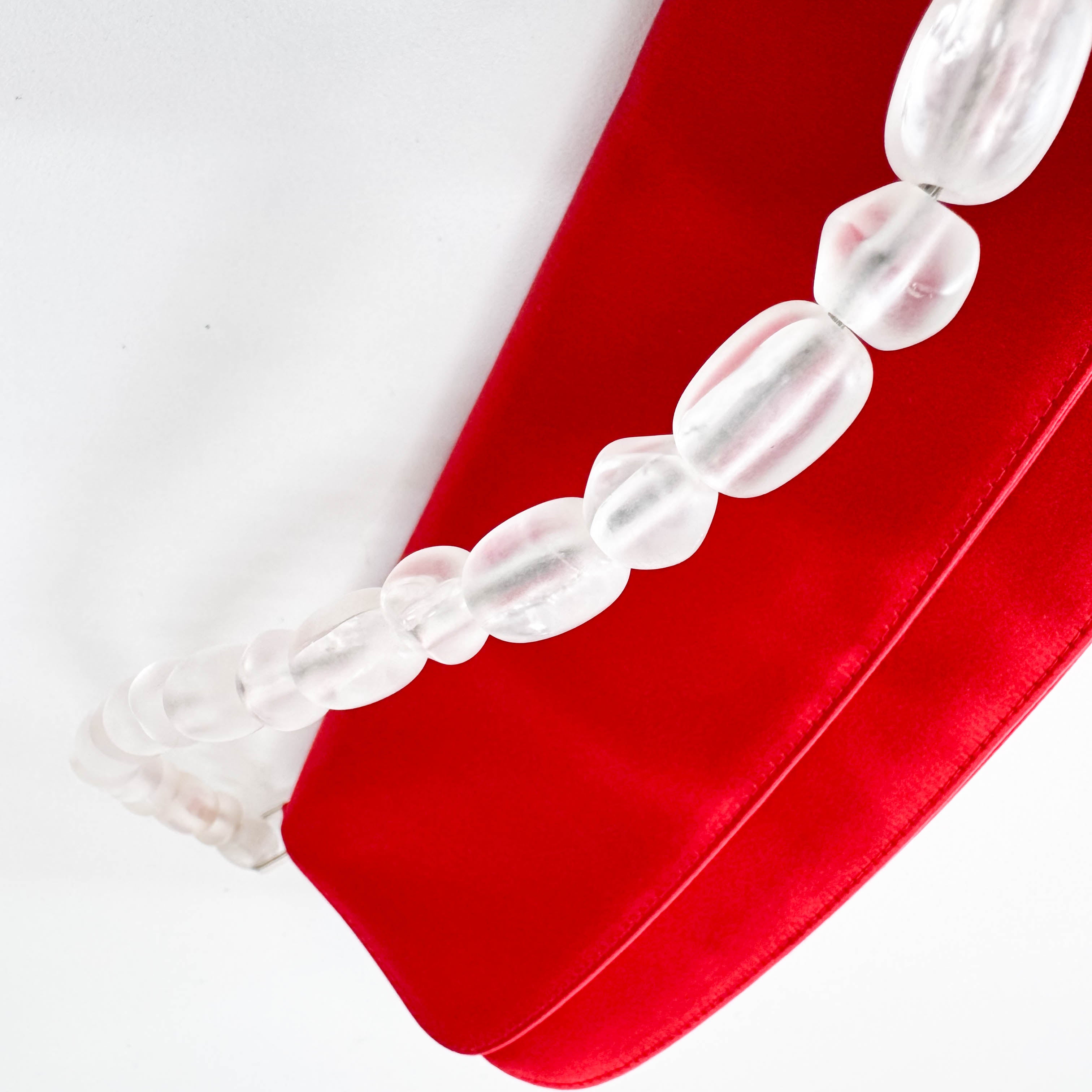 Red Satin Flap Shoulder Bag