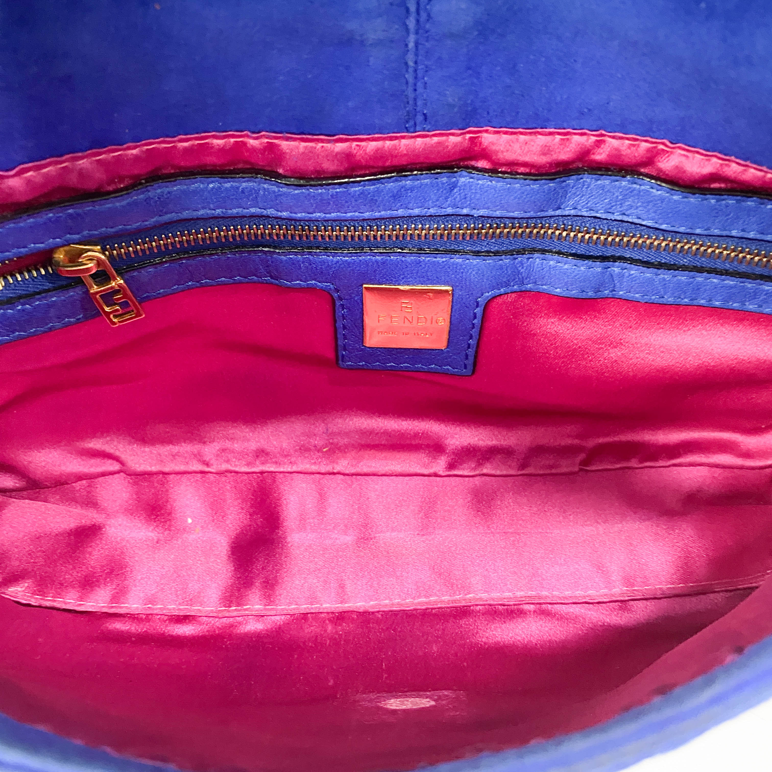 Baguette Blue Suede Shoulder Bag