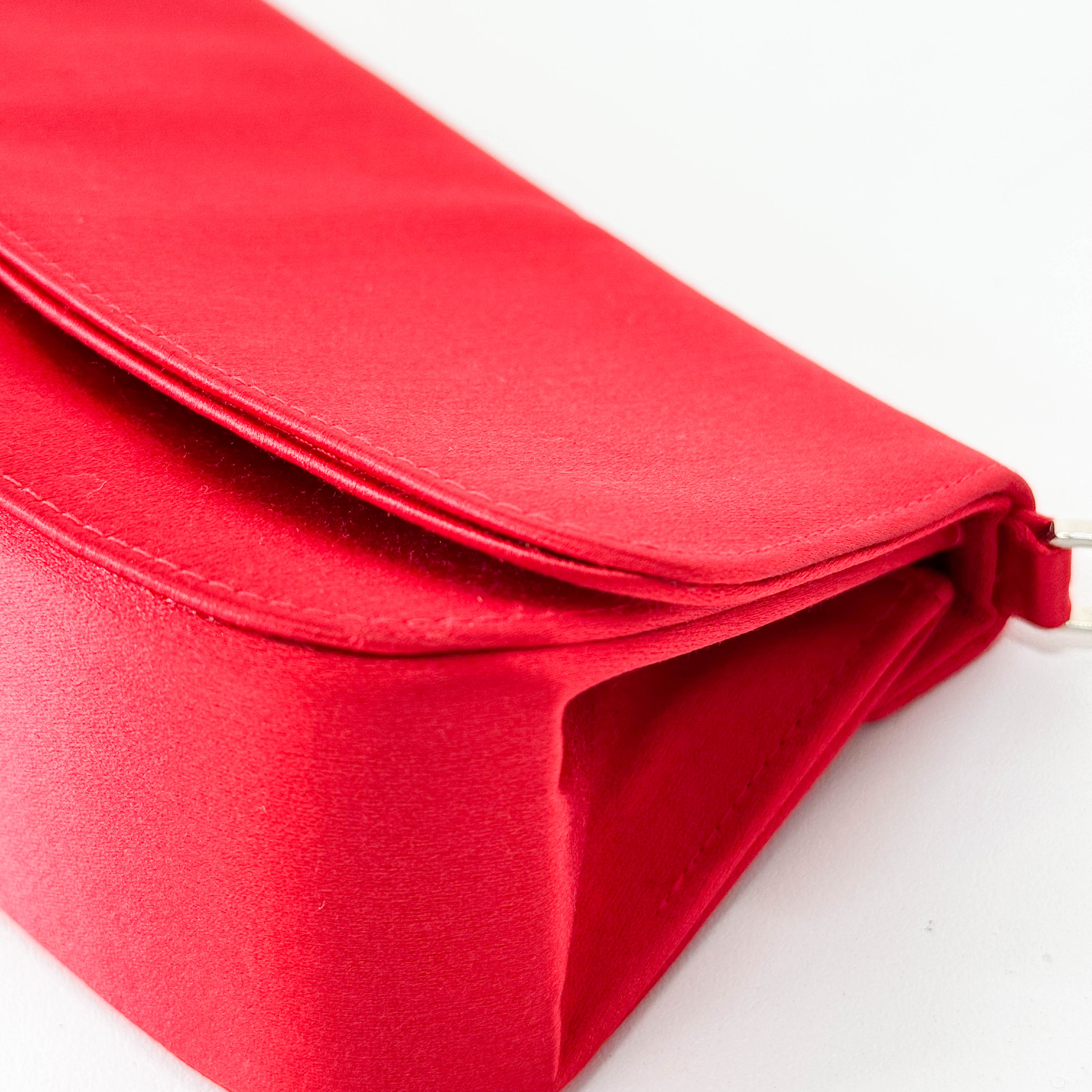 Red Satin Flap Shoulder Bag