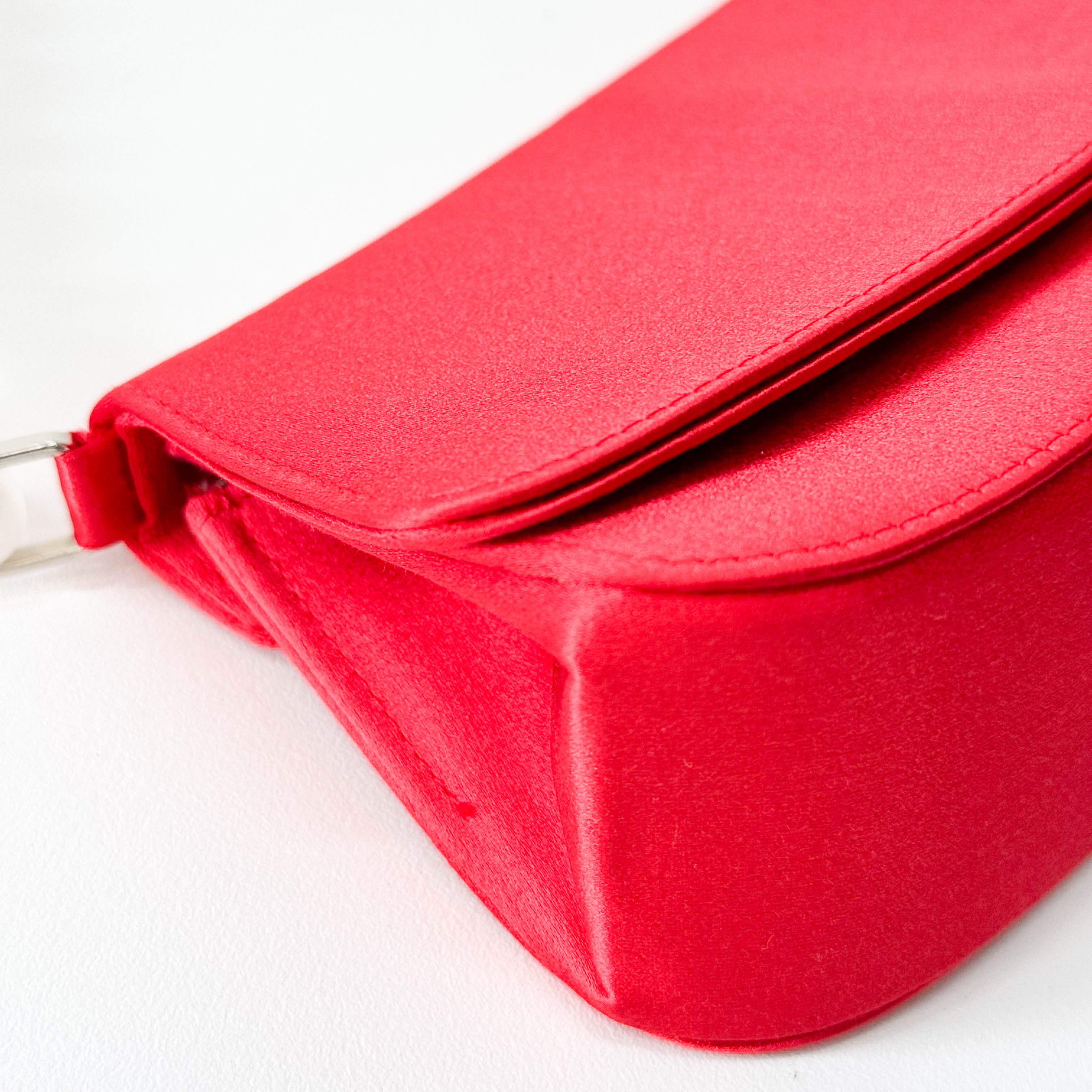 Red Satin Flap Shoulder Bag