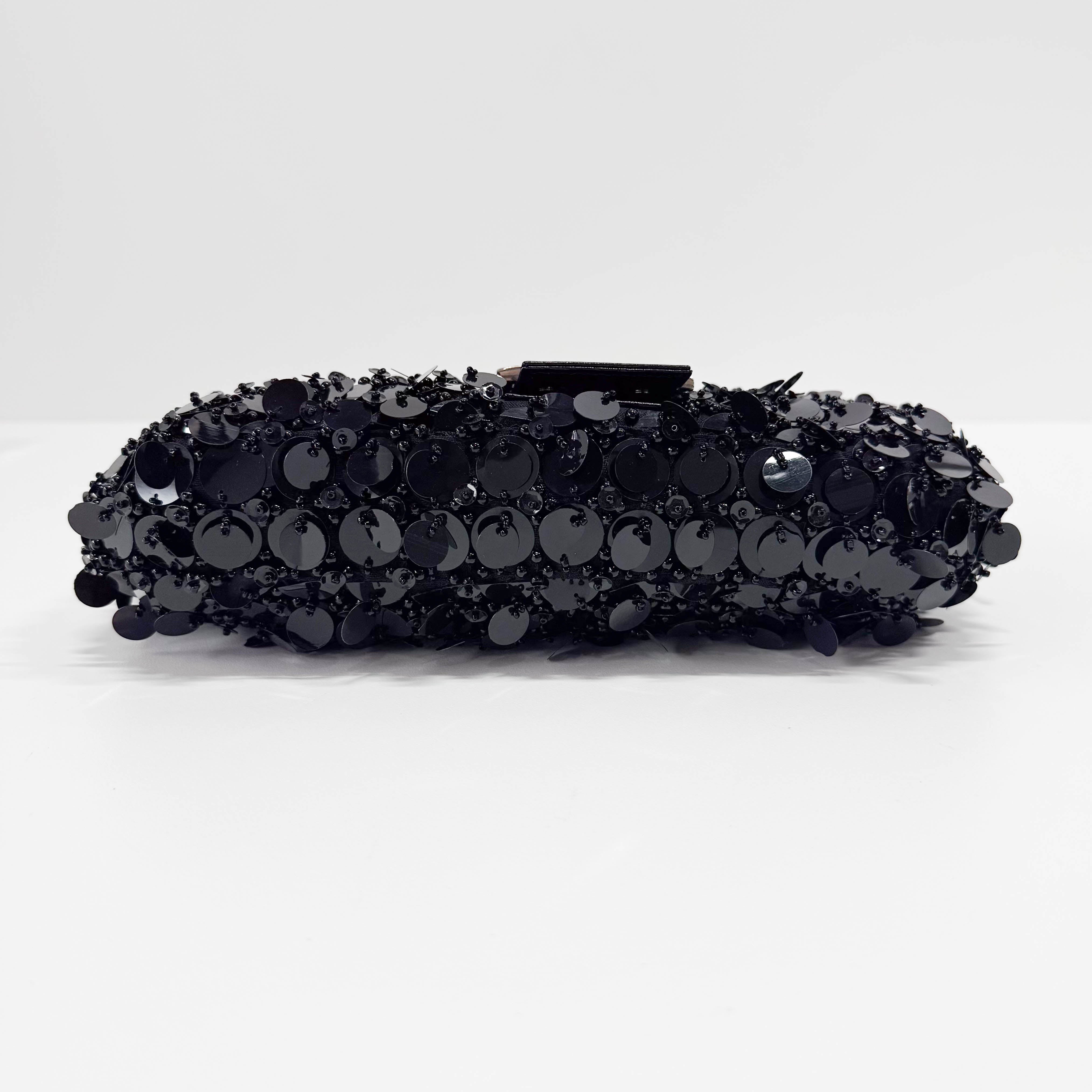 Baguette Black Sequin Shoulder Bag