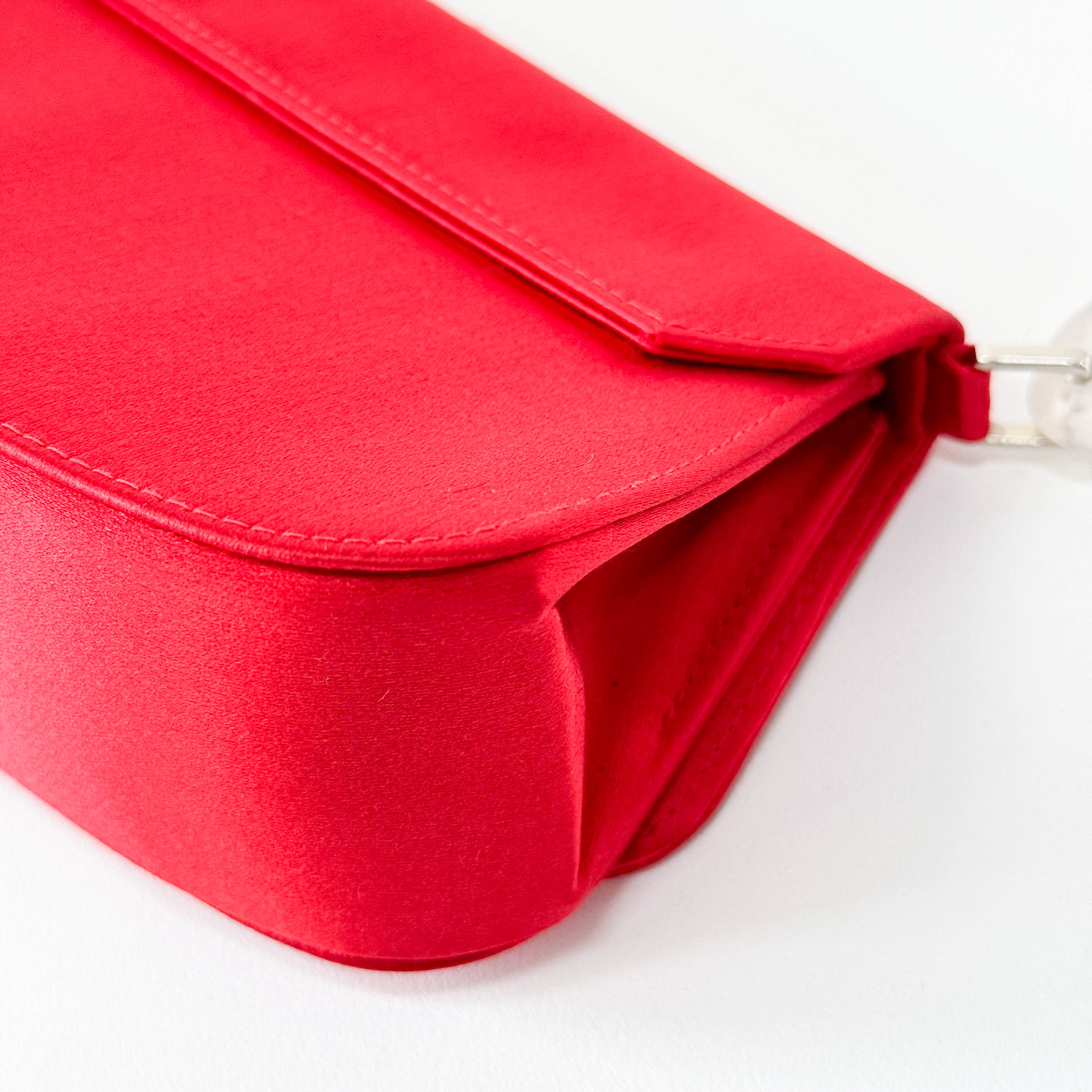 Red Satin Flap Shoulder Bag