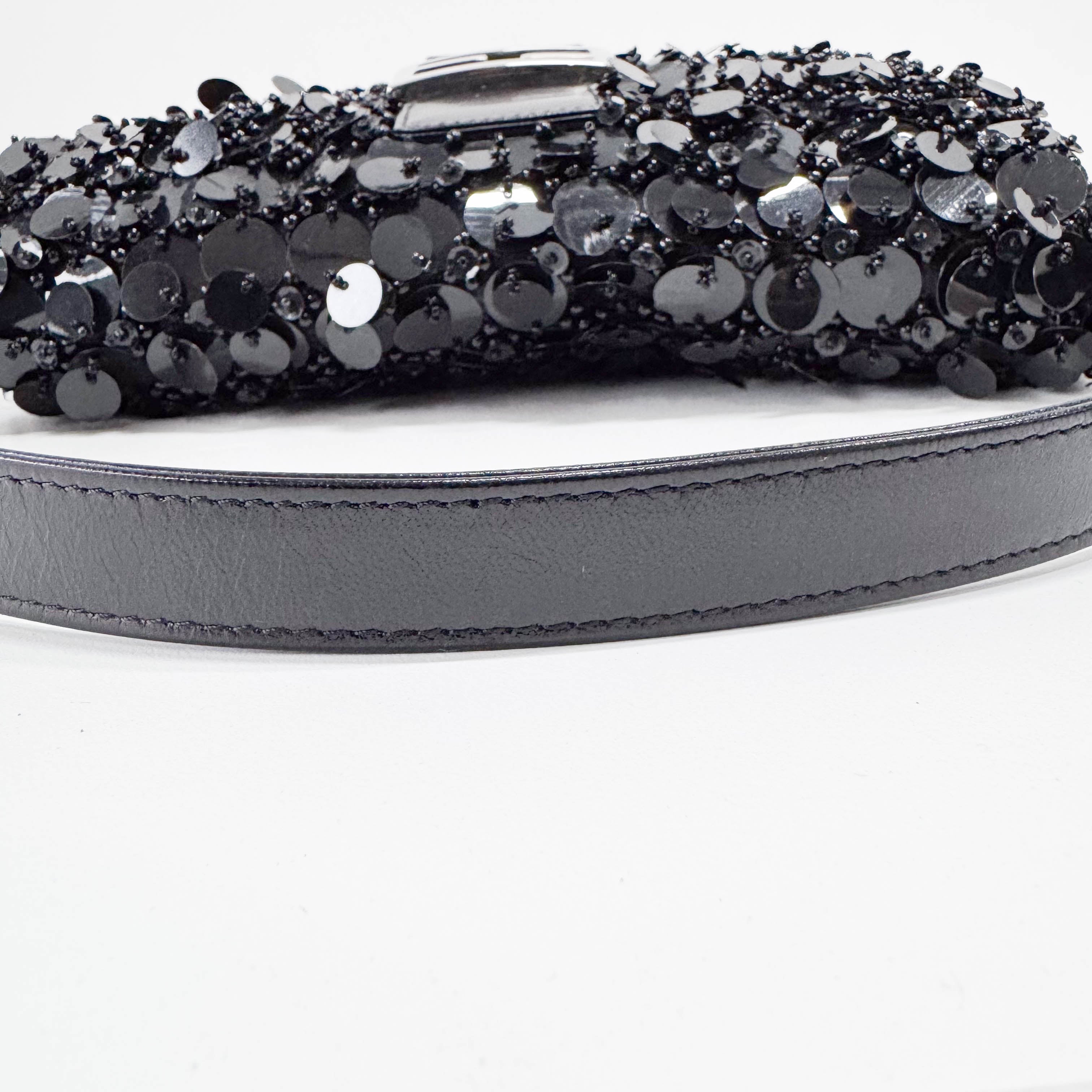 Baguette Black Sequin Shoulder Bag