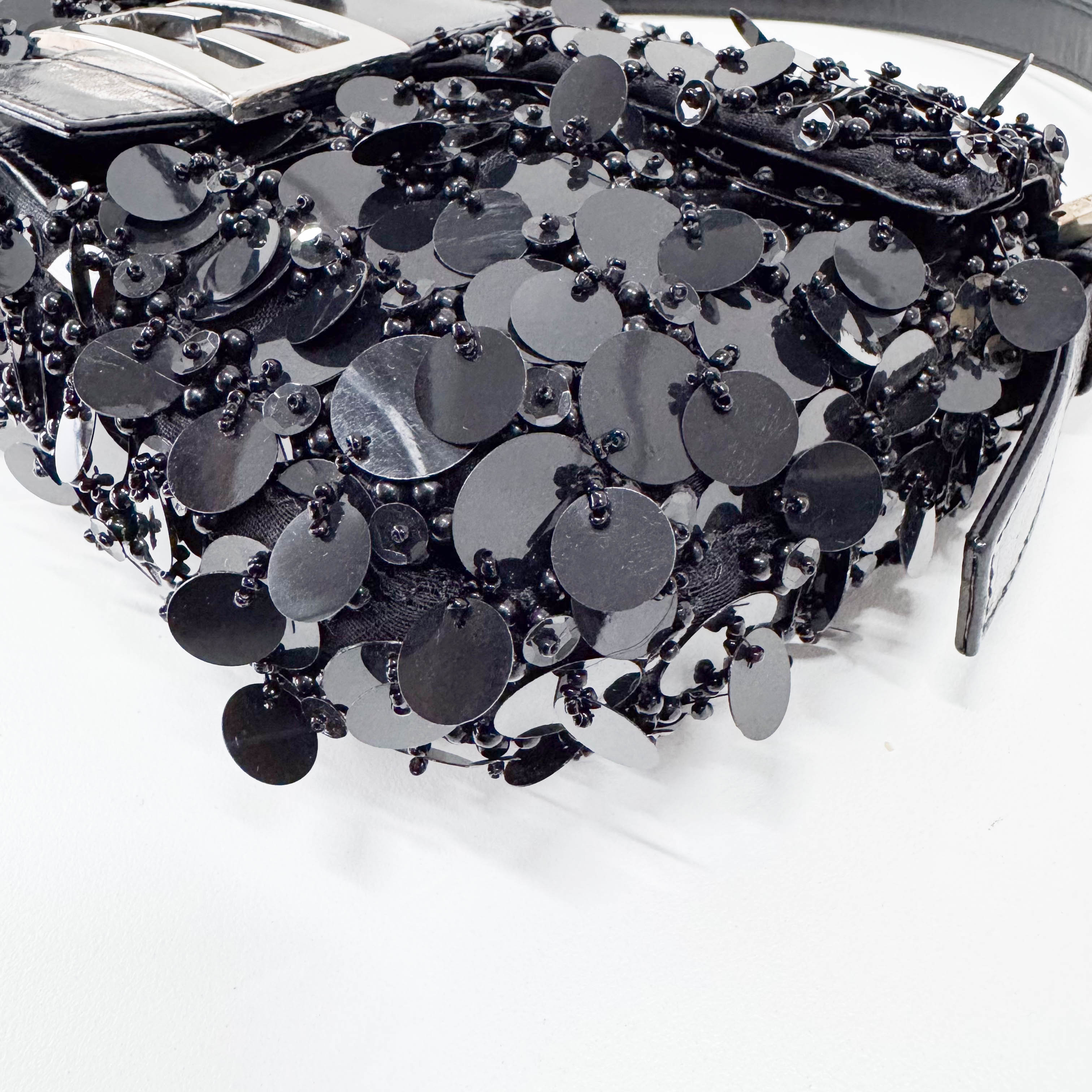 Baguette Black Sequin Shoulder Bag