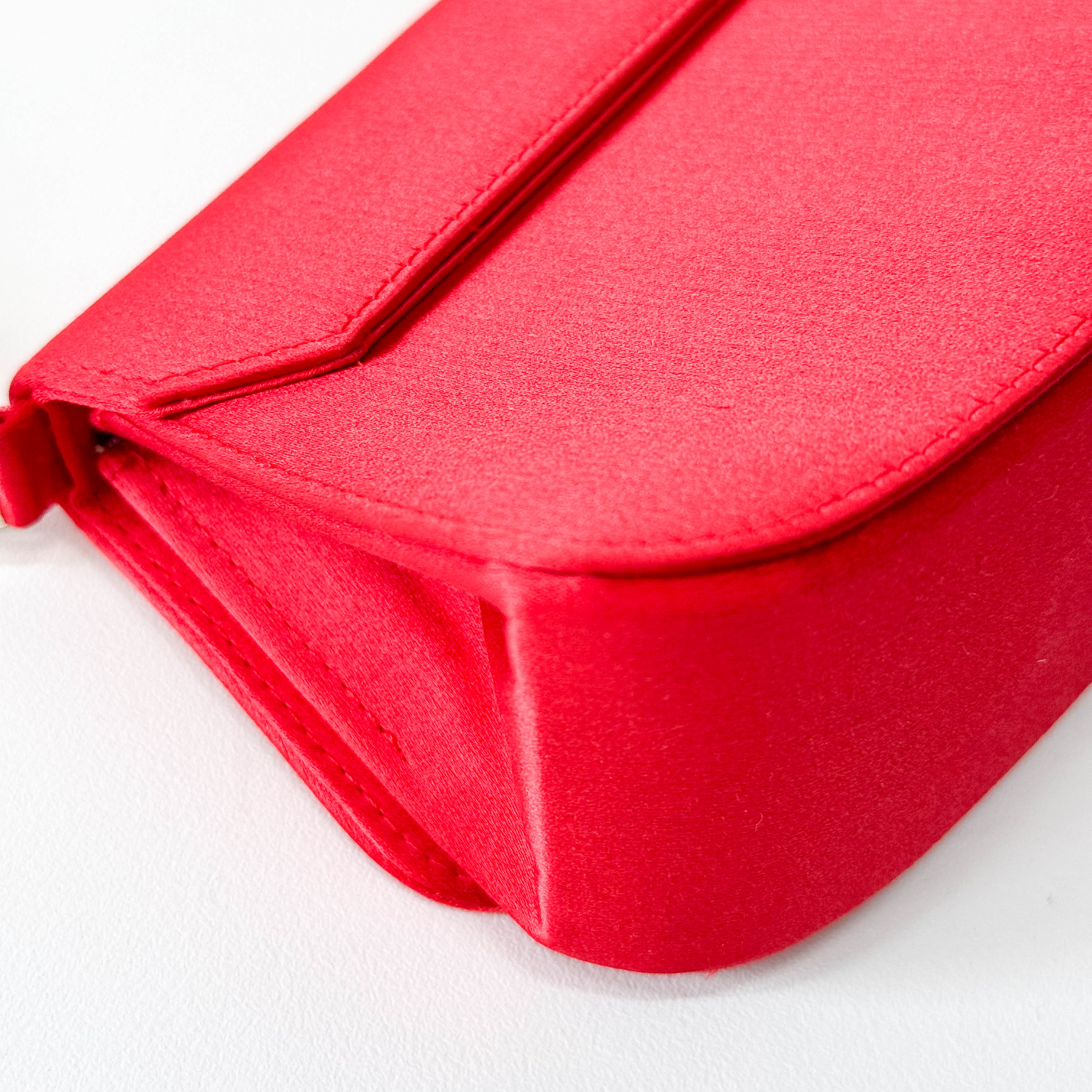 Red Satin Flap Shoulder Bag