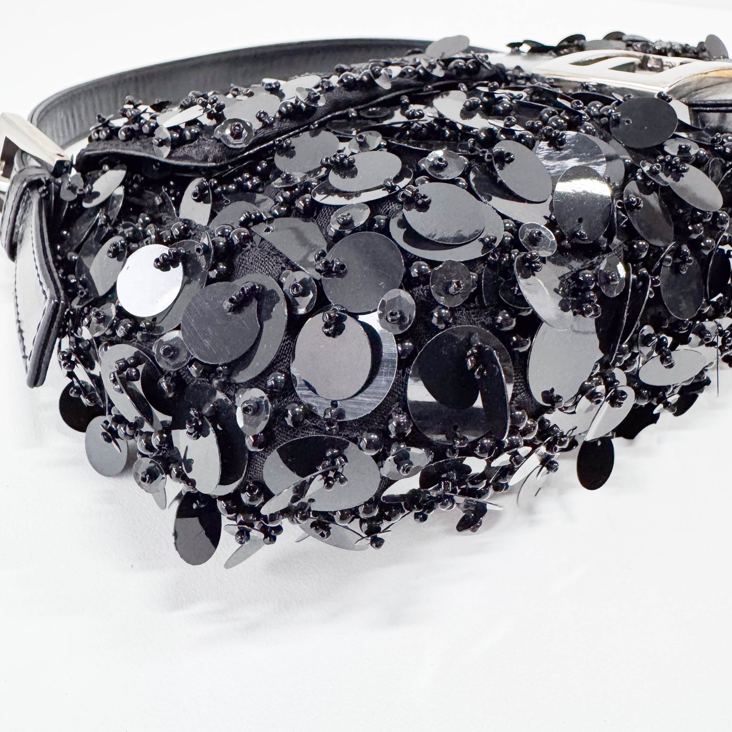 Baguette Black Sequin Shoulder Bag