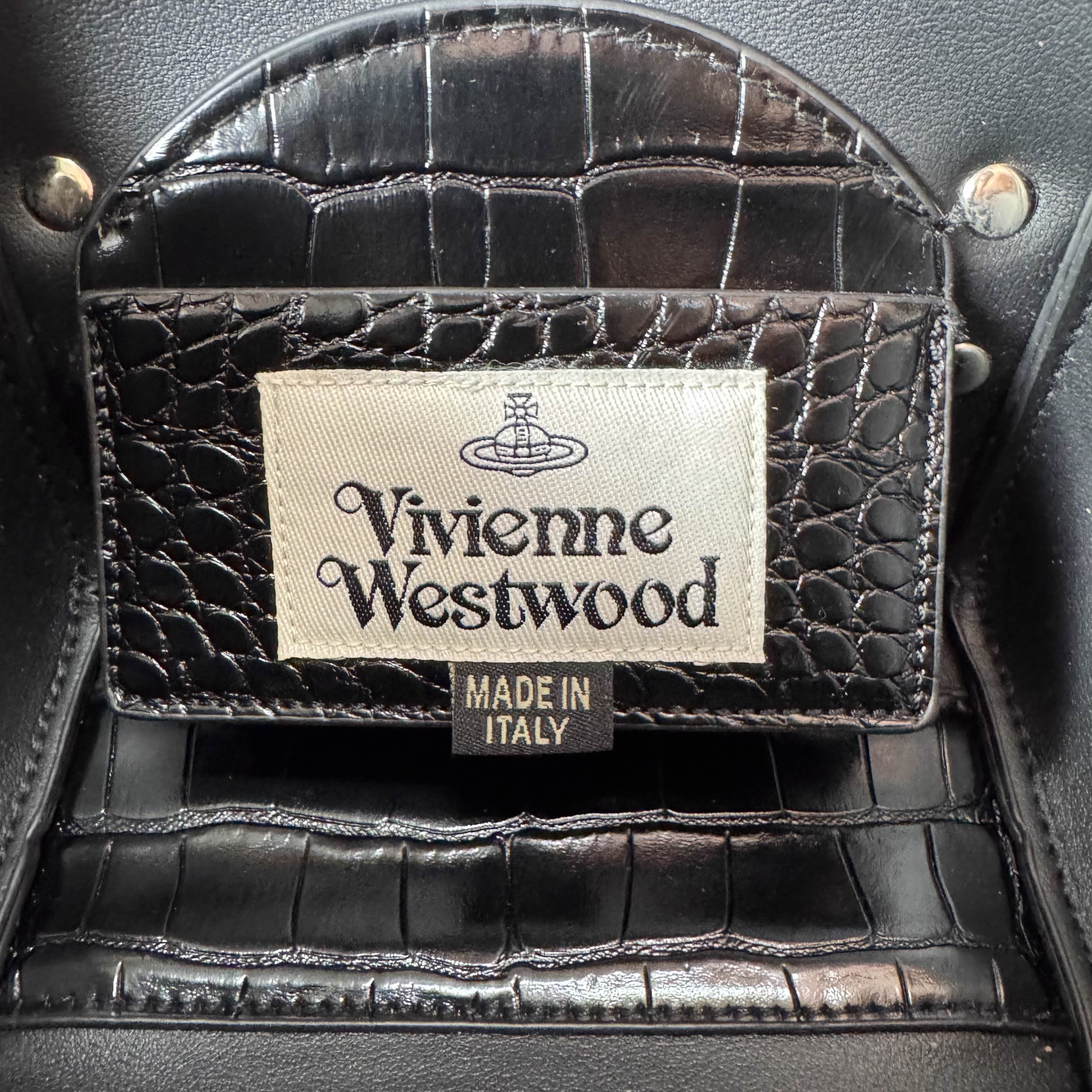 Croc Embossed Black Leather Chain Shoulder Bag