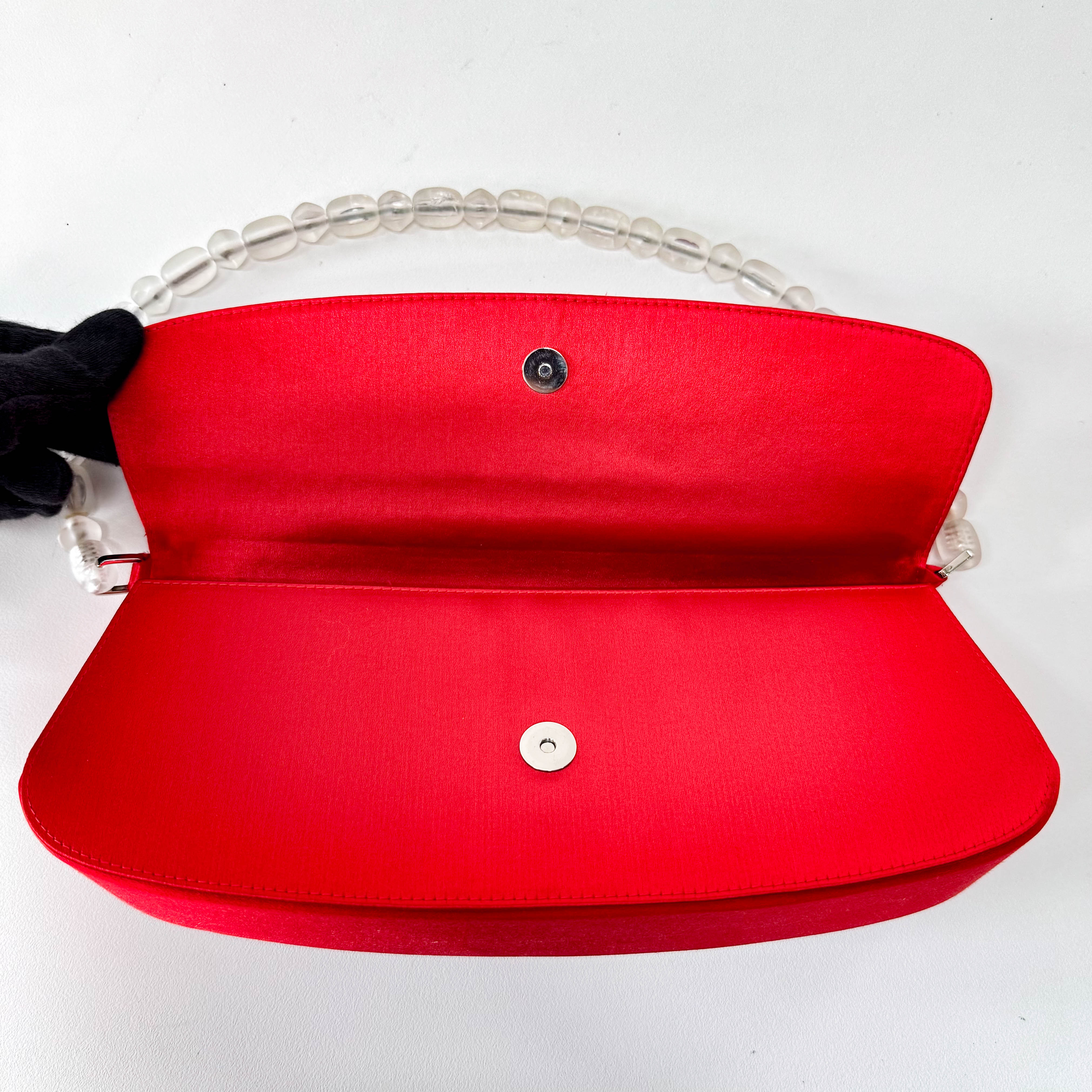 Red Satin Flap Shoulder Bag