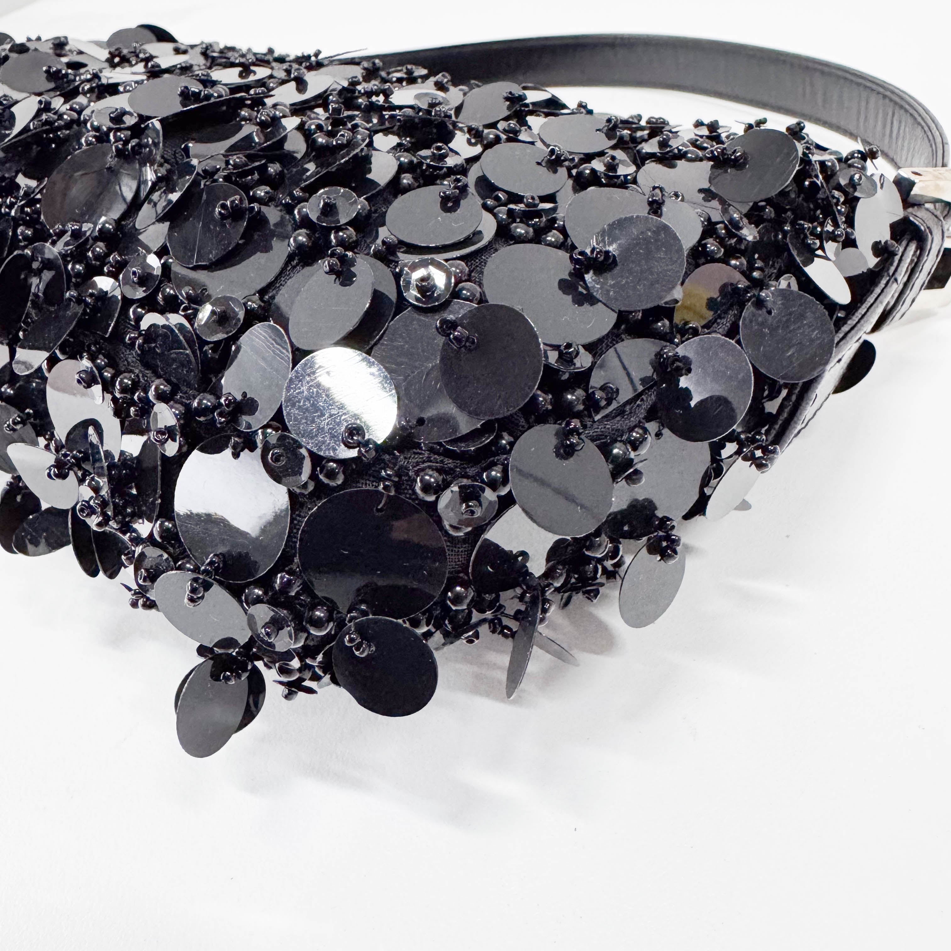 Baguette Black Sequin Shoulder Bag