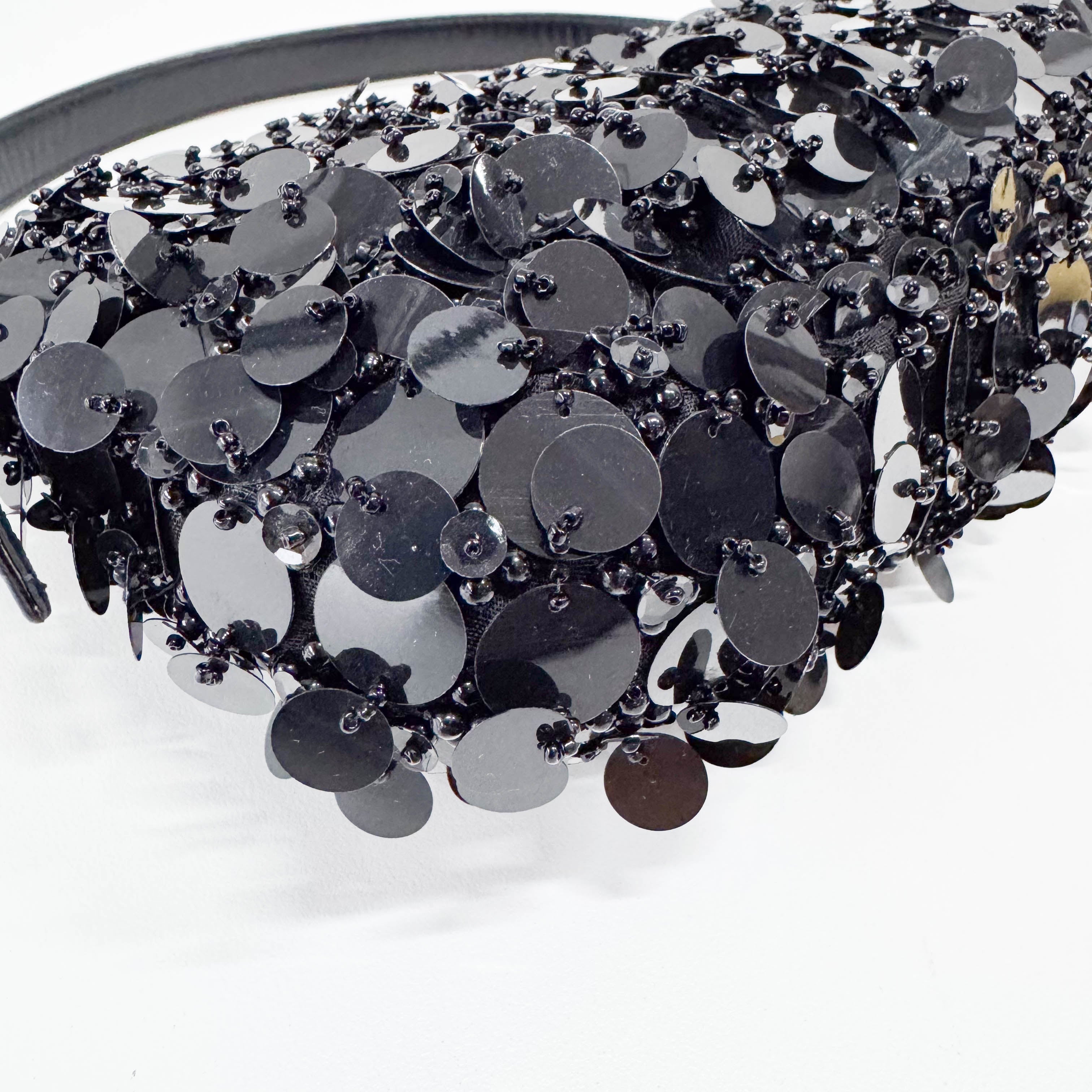 Baguette Black Sequin Shoulder Bag