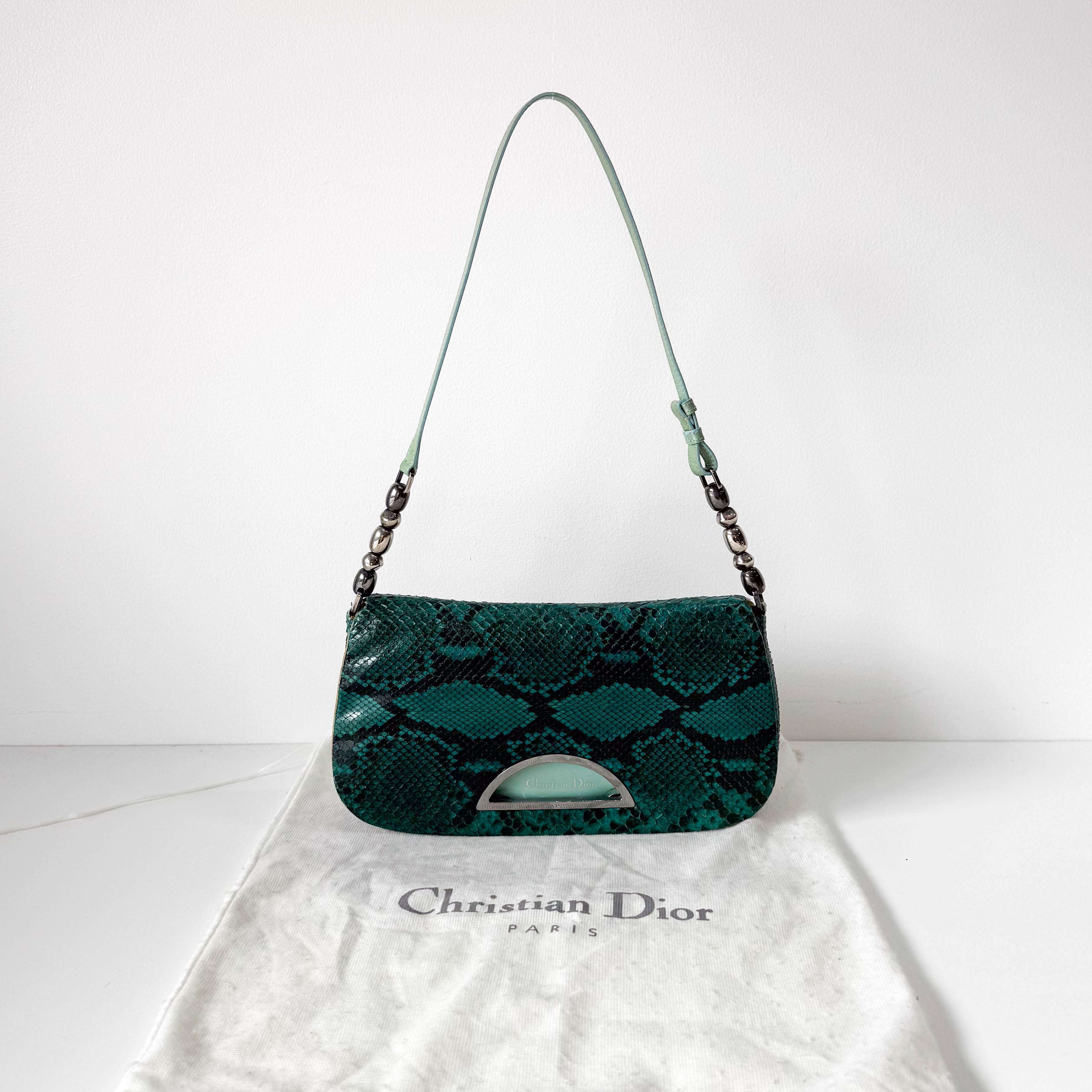 Malice Pearl Turquoise Python Shoulder Bag