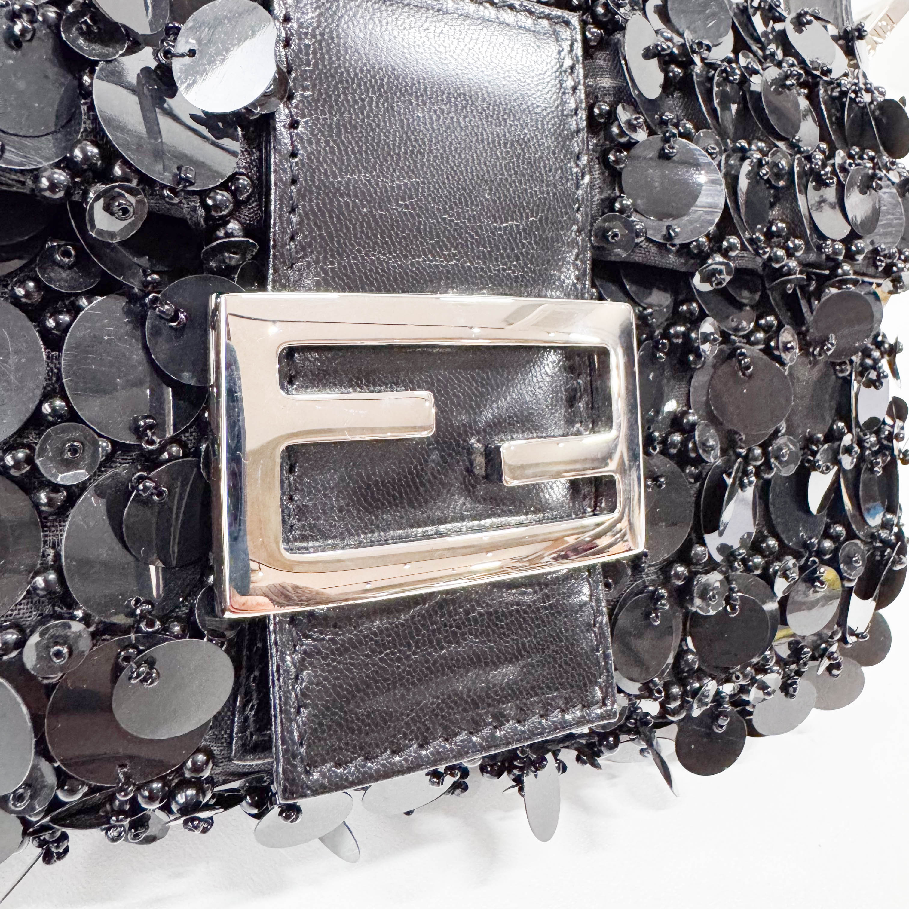 Baguette Black Sequin Shoulder Bag