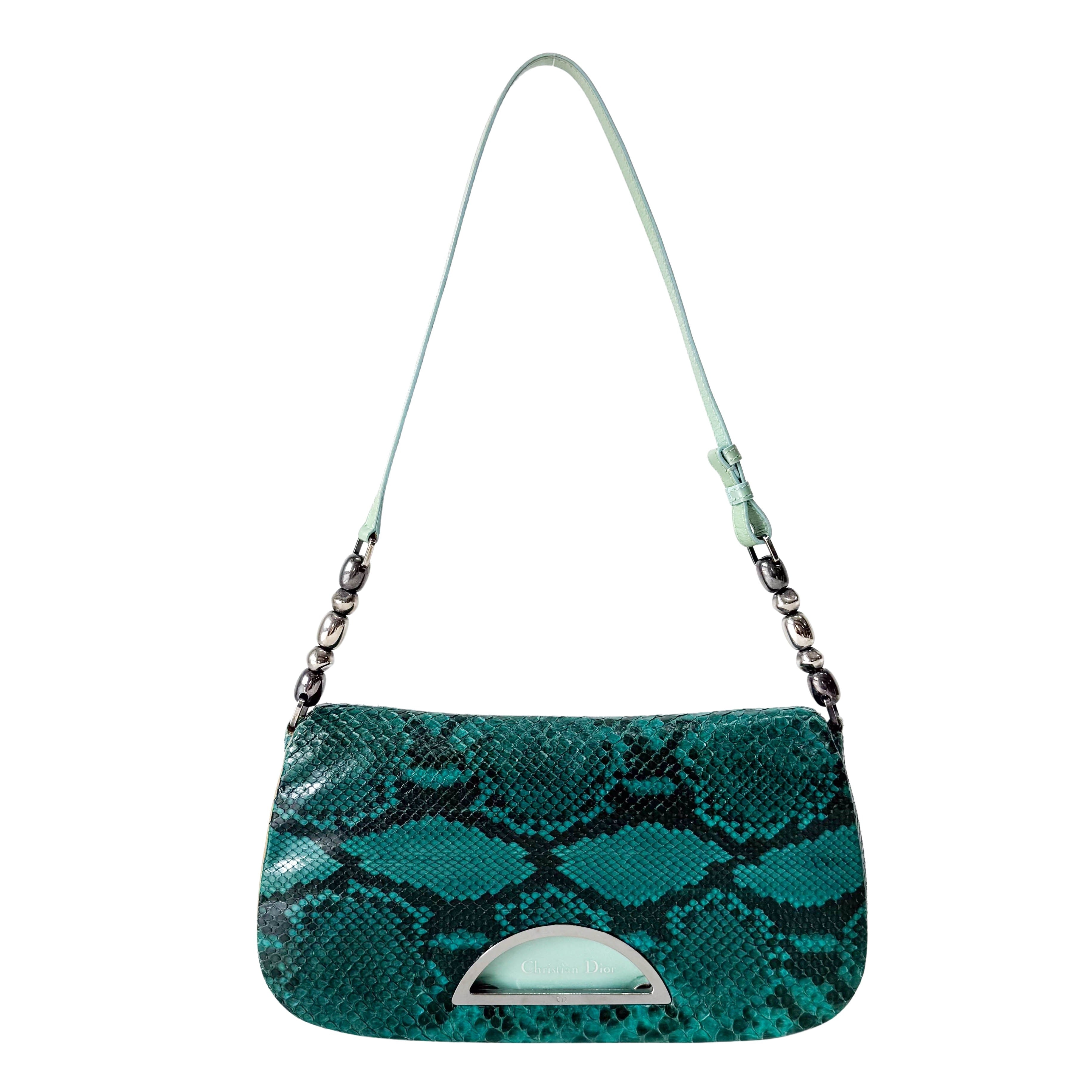 Malice Pearl Turquoise Python Shoulder Bag