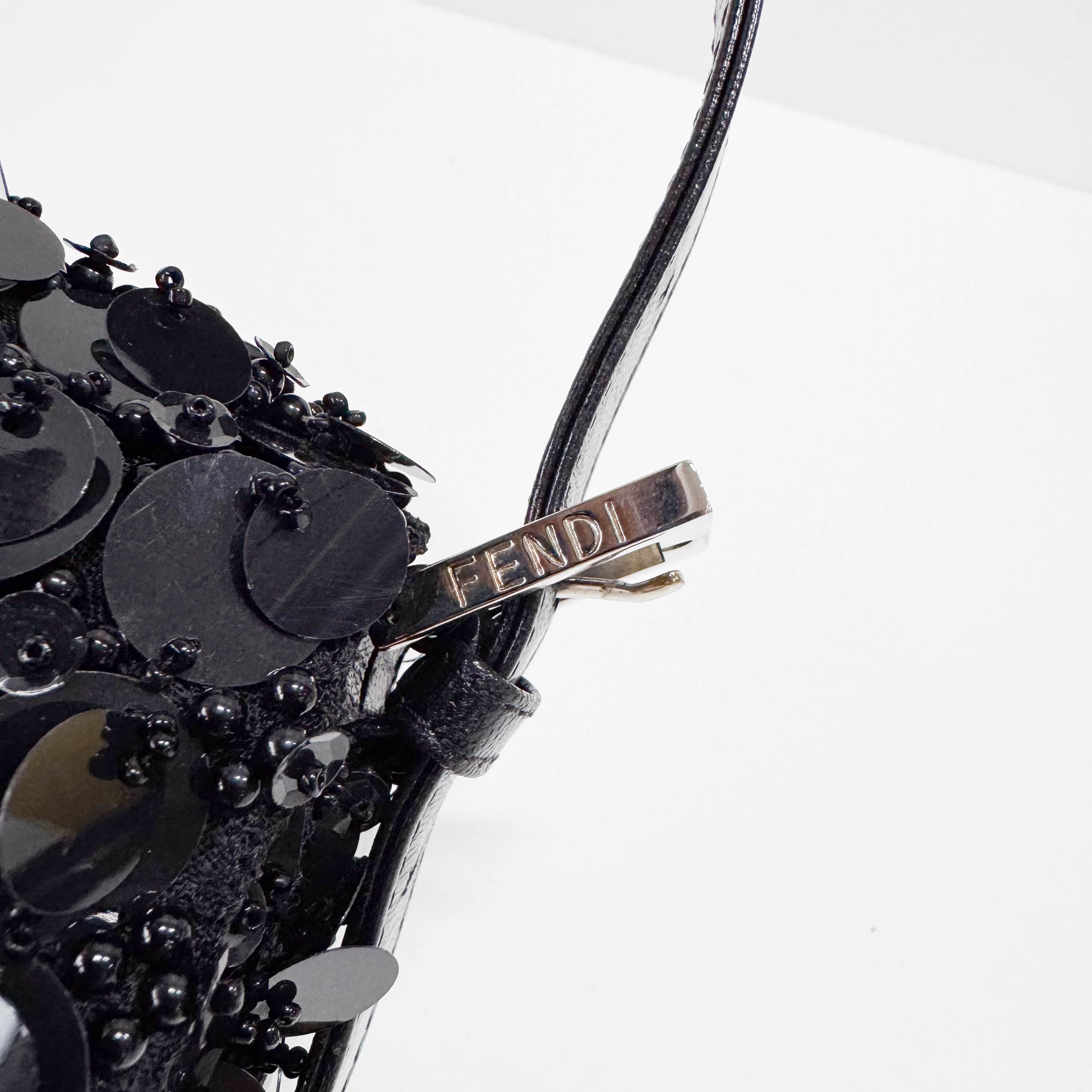 Baguette Black Sequin Shoulder Bag