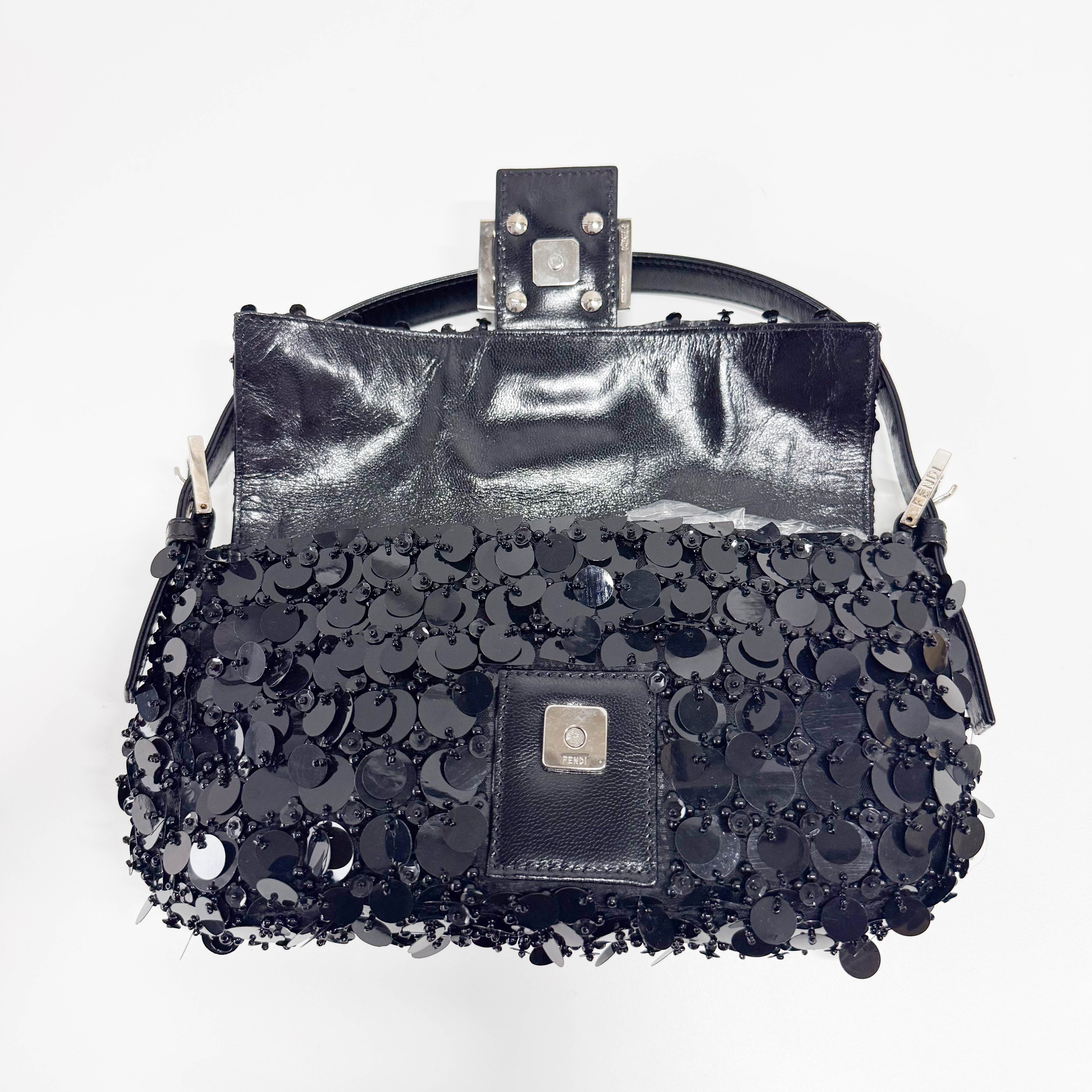 Baguette Black Sequin Shoulder Bag