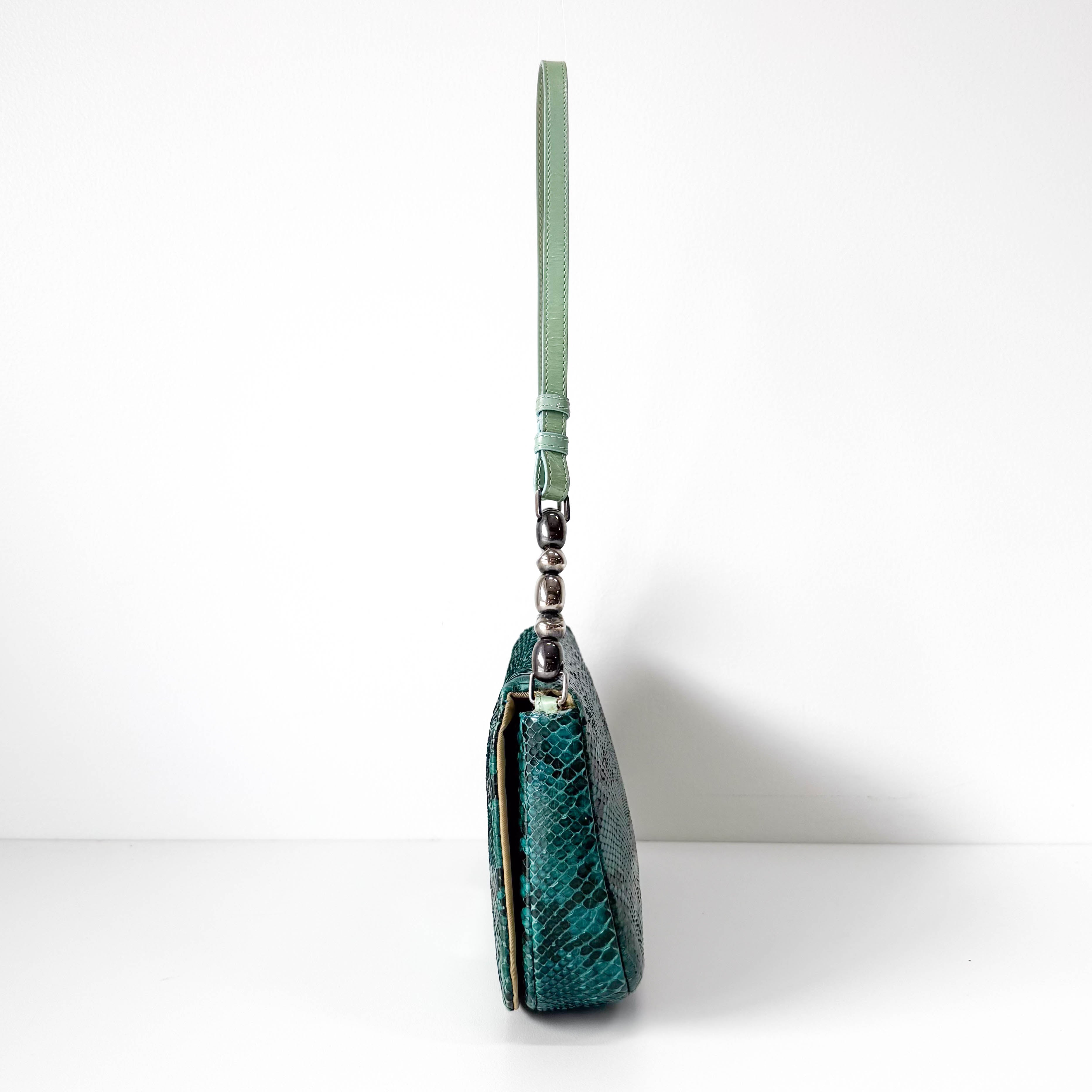 Malice Pearl Turquoise Python Shoulder Bag