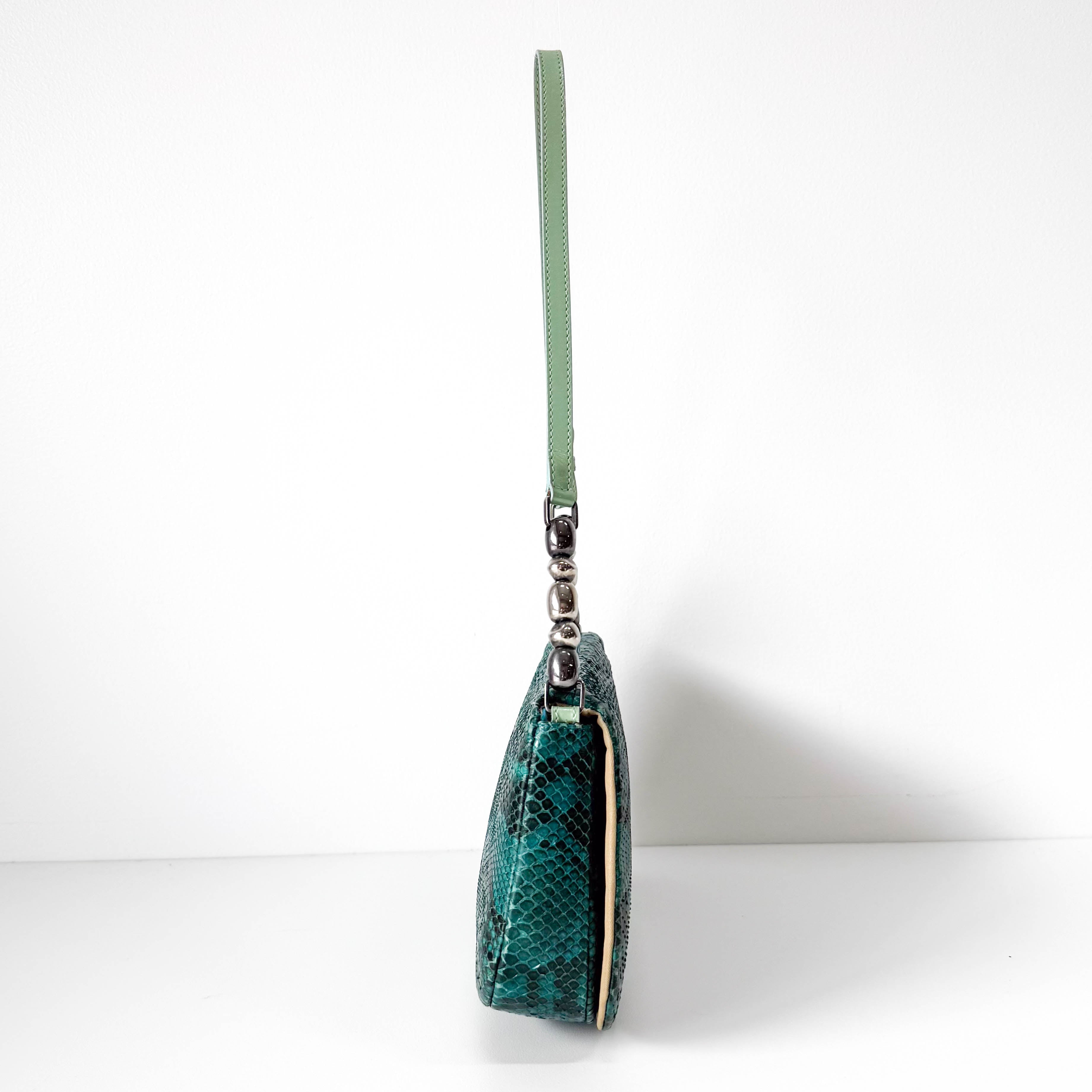 Malice Pearl Turquoise Python Shoulder Bag