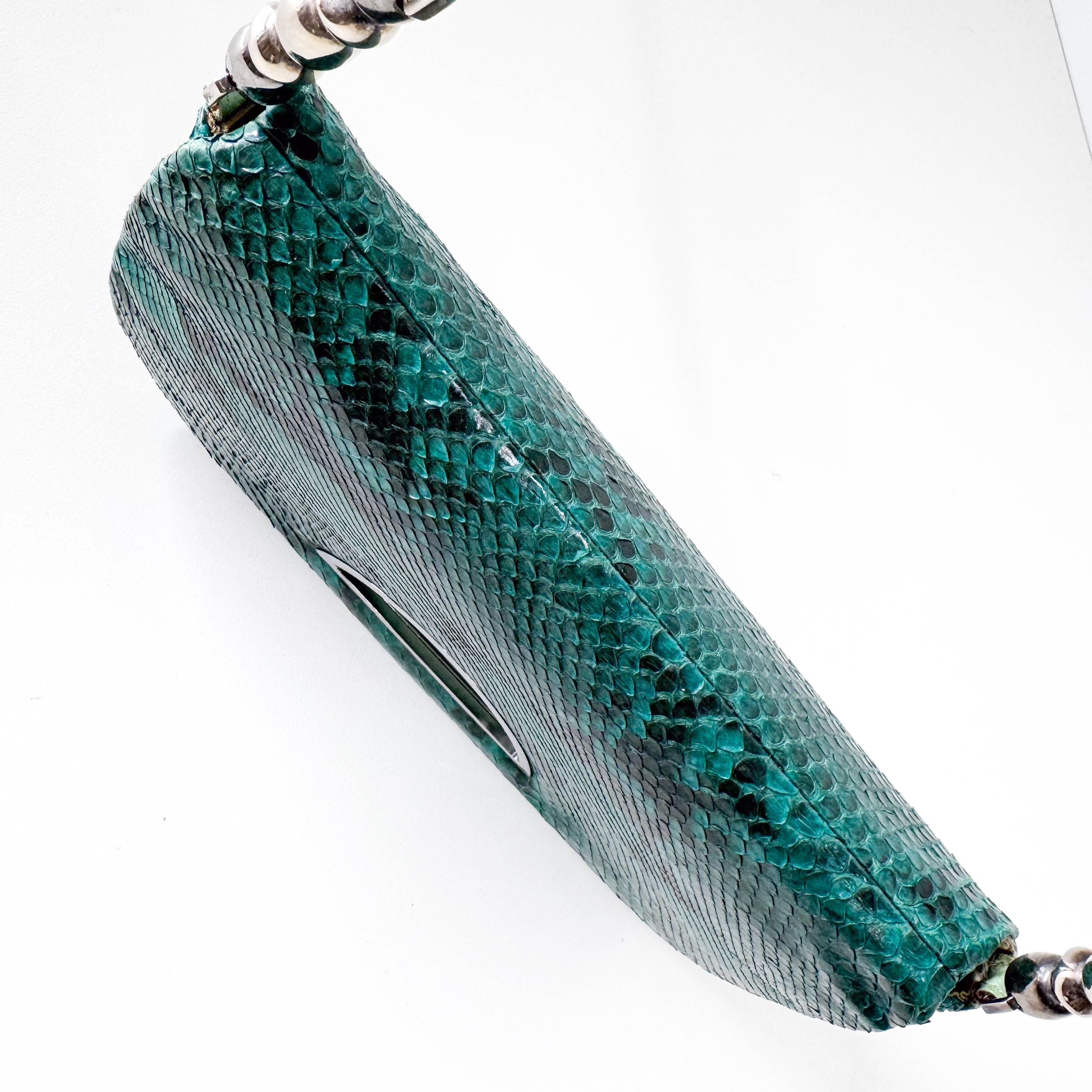 Malice Pearl Turquoise Python Shoulder Bag