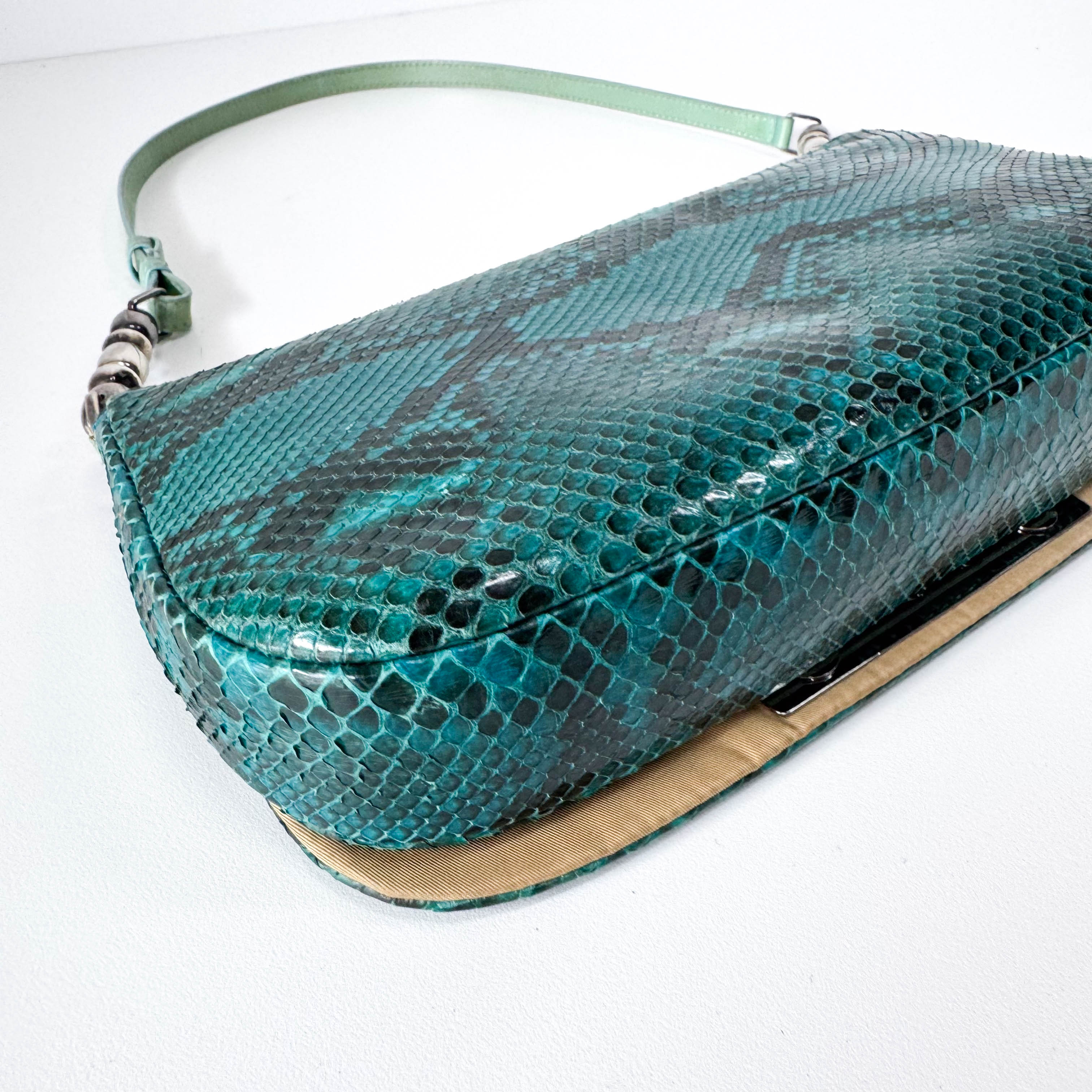 Malice Pearl Turquoise Python Shoulder Bag