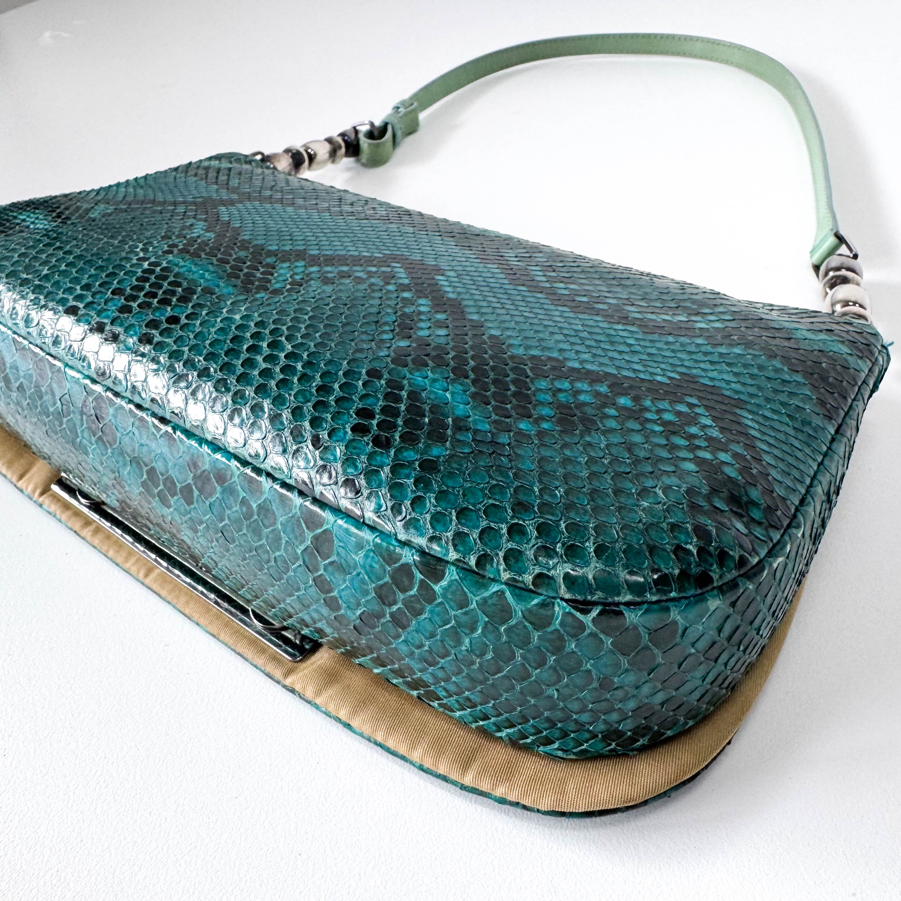 Malice Pearl Turquoise Python Shoulder Bag