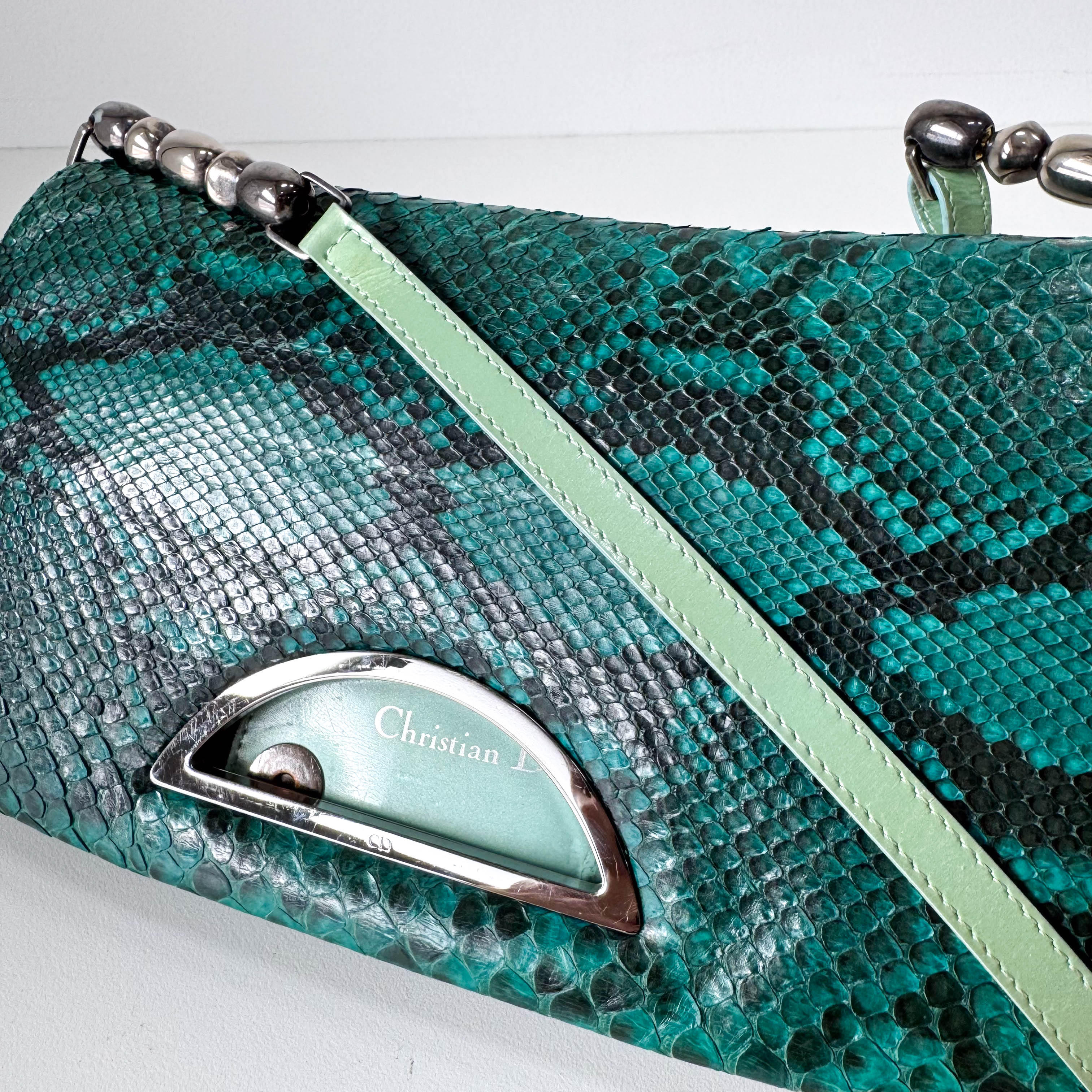 Malice Pearl Turquoise Python Shoulder Bag