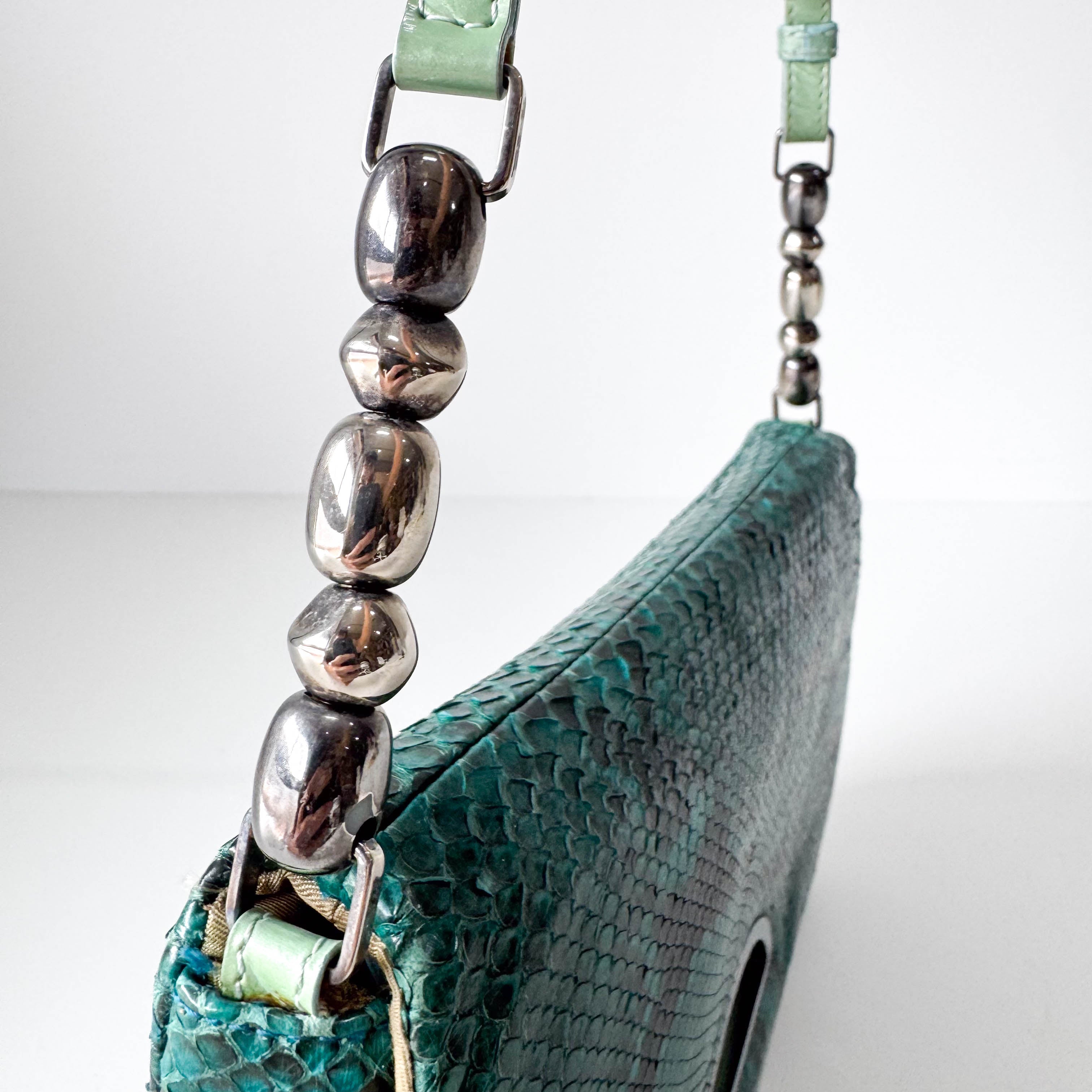 Malice Pearl Turquoise Python Shoulder Bag