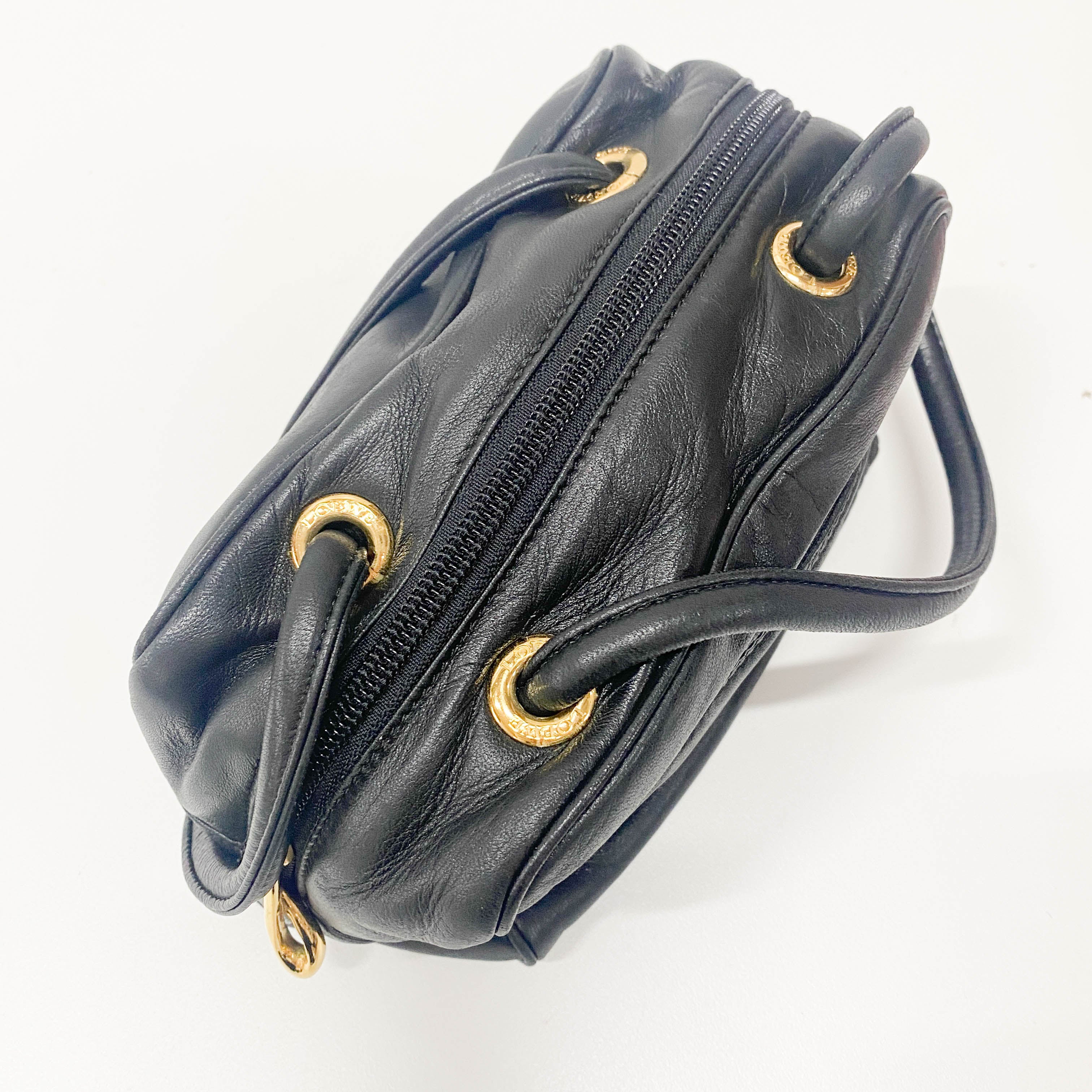 Anagram Small Black Leather Handbag