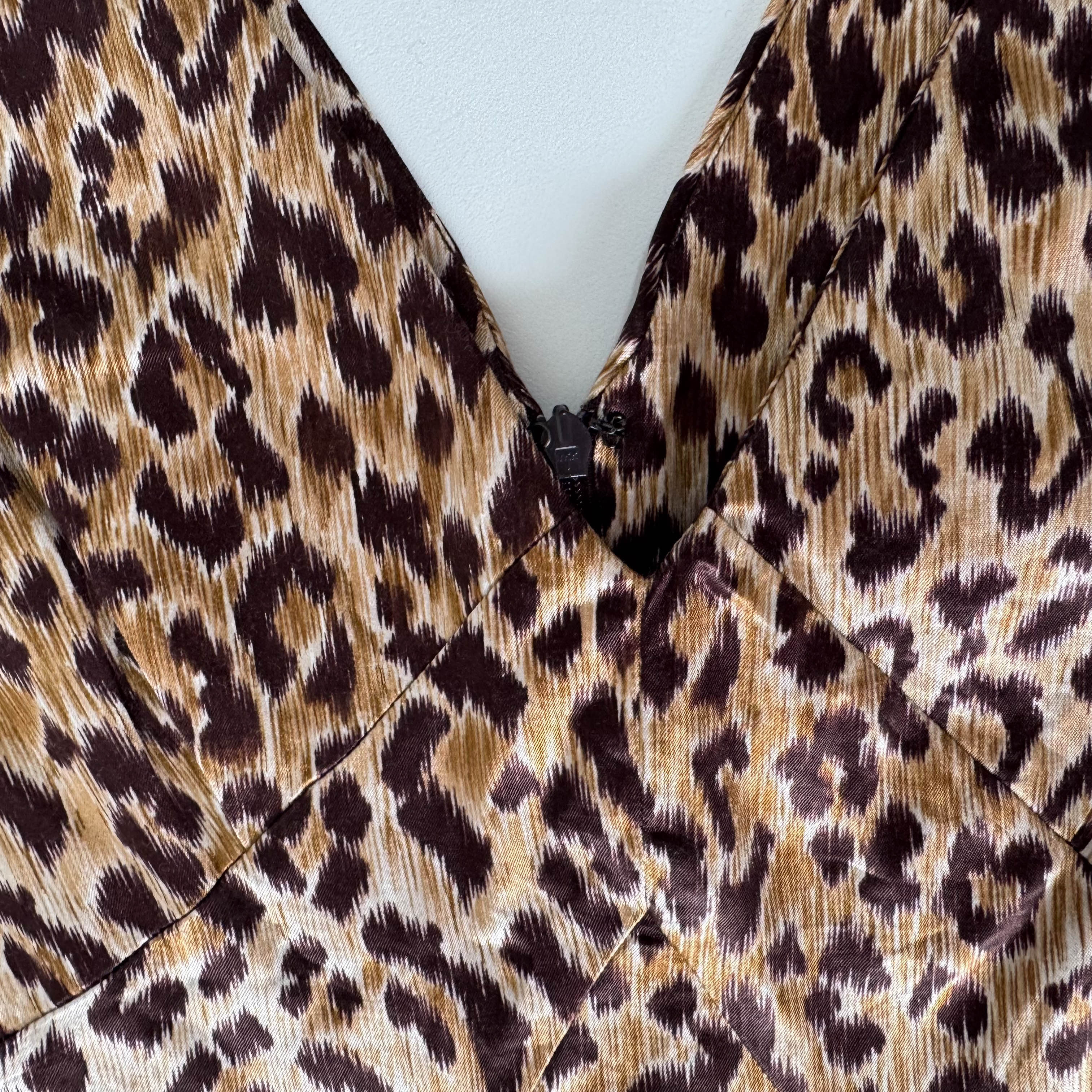Size 42 Yellow Leopard Print Synthetic & Cotton Dress