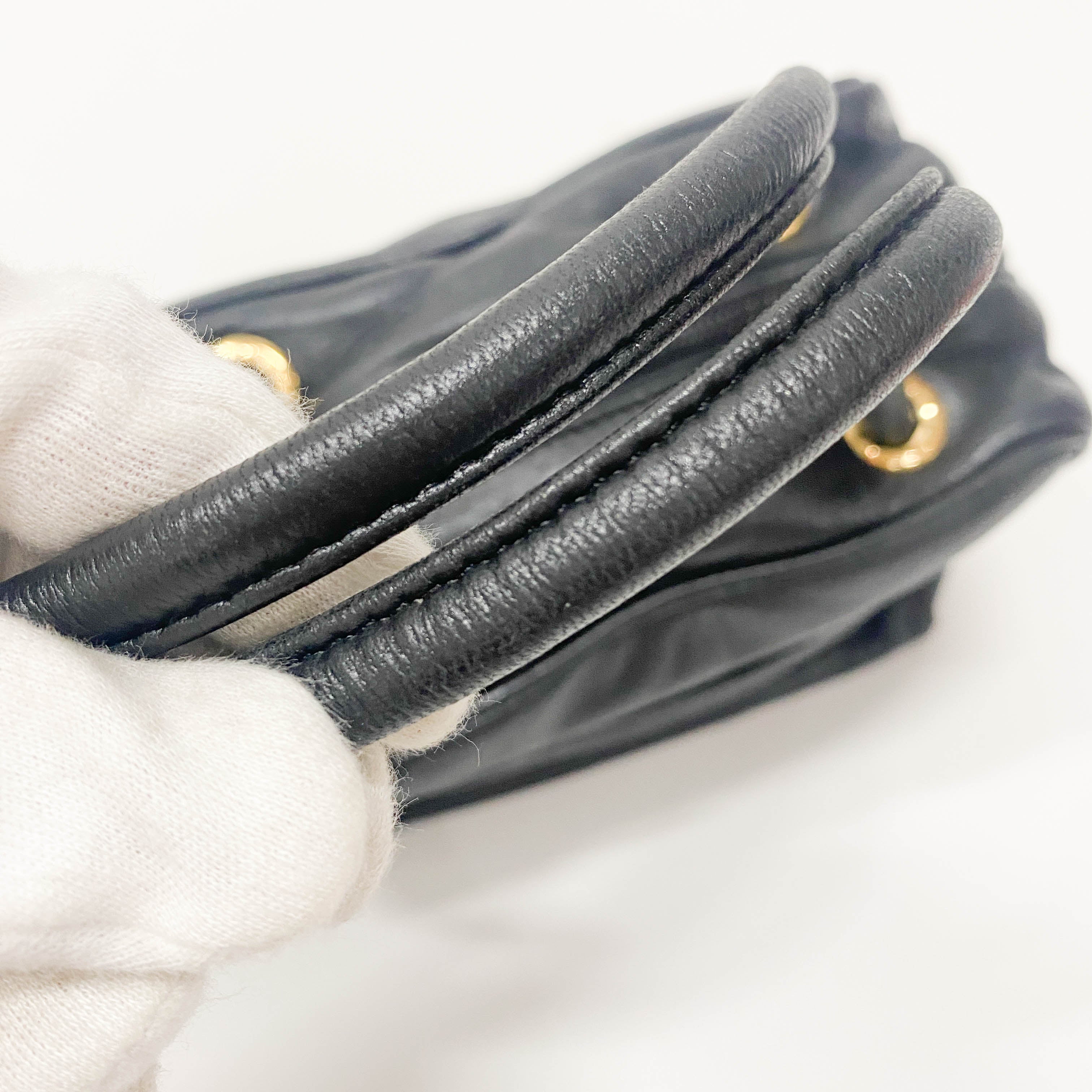 Anagram Small Black Leather Handbag