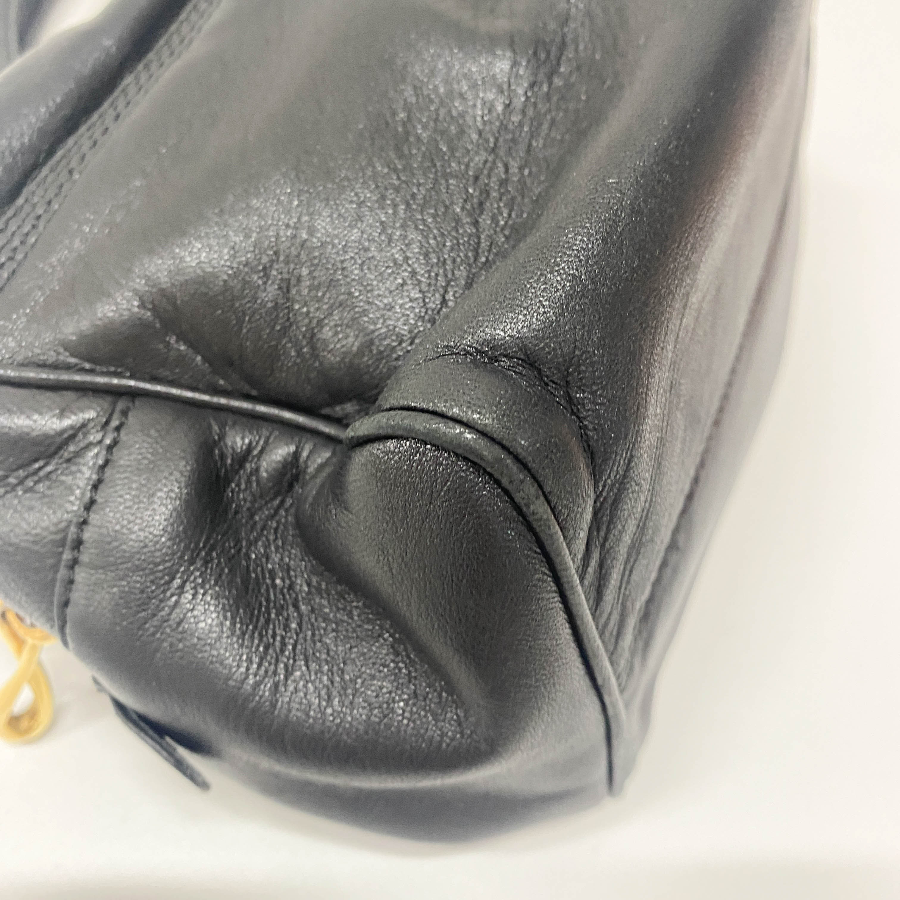 Anagram Small Black Leather Handbag