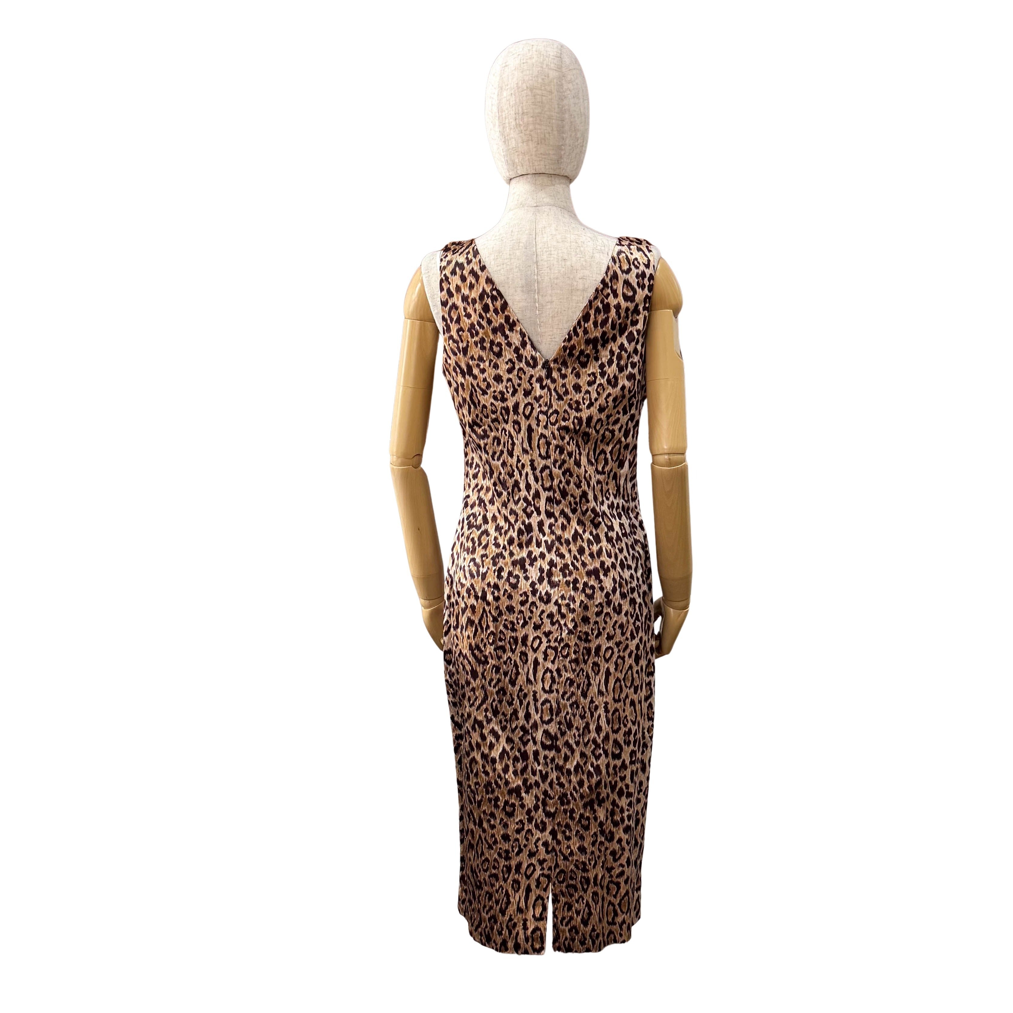 Size 42 Yellow Leopard Print Synthetic & Cotton Dress