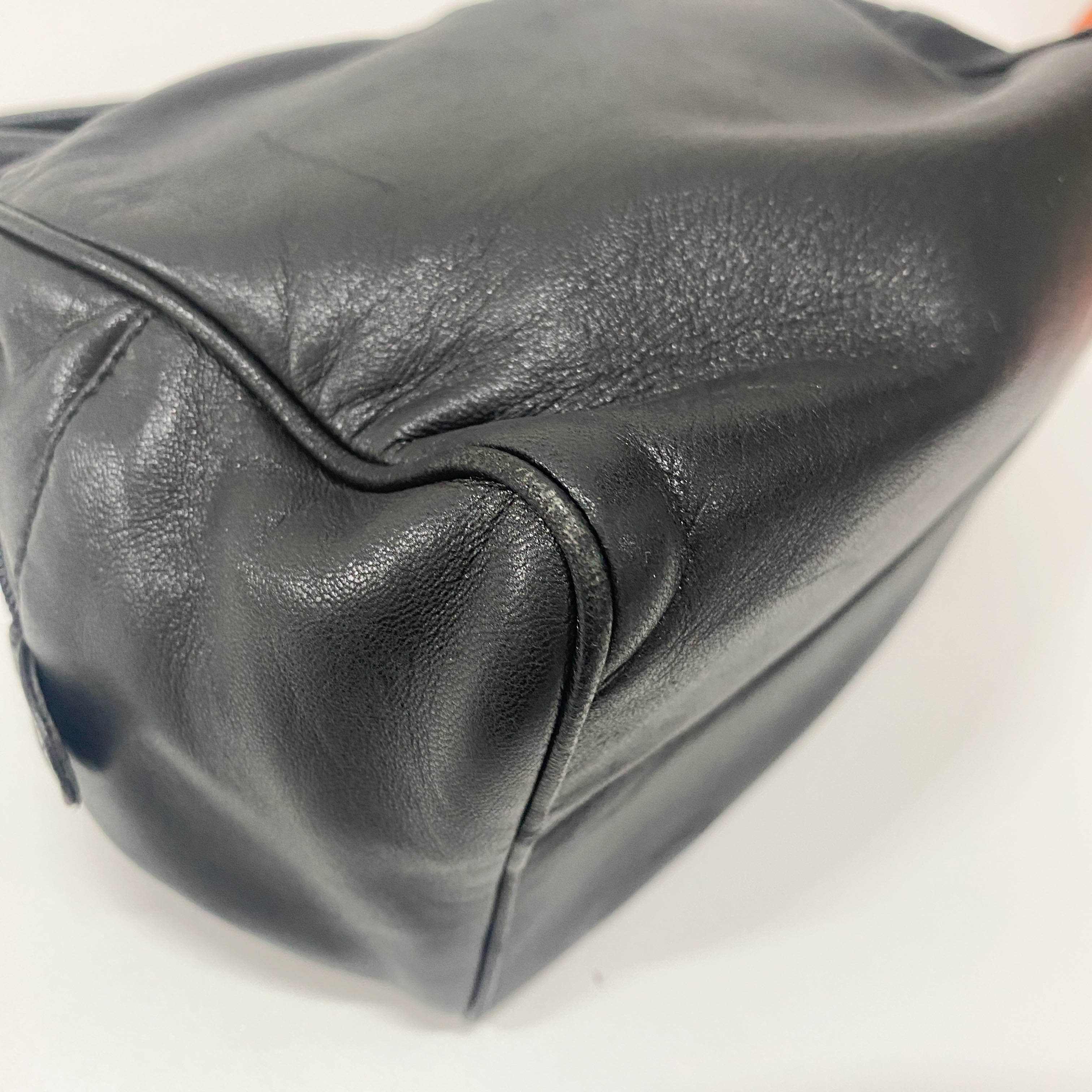 Anagram Small Black Leather Handbag