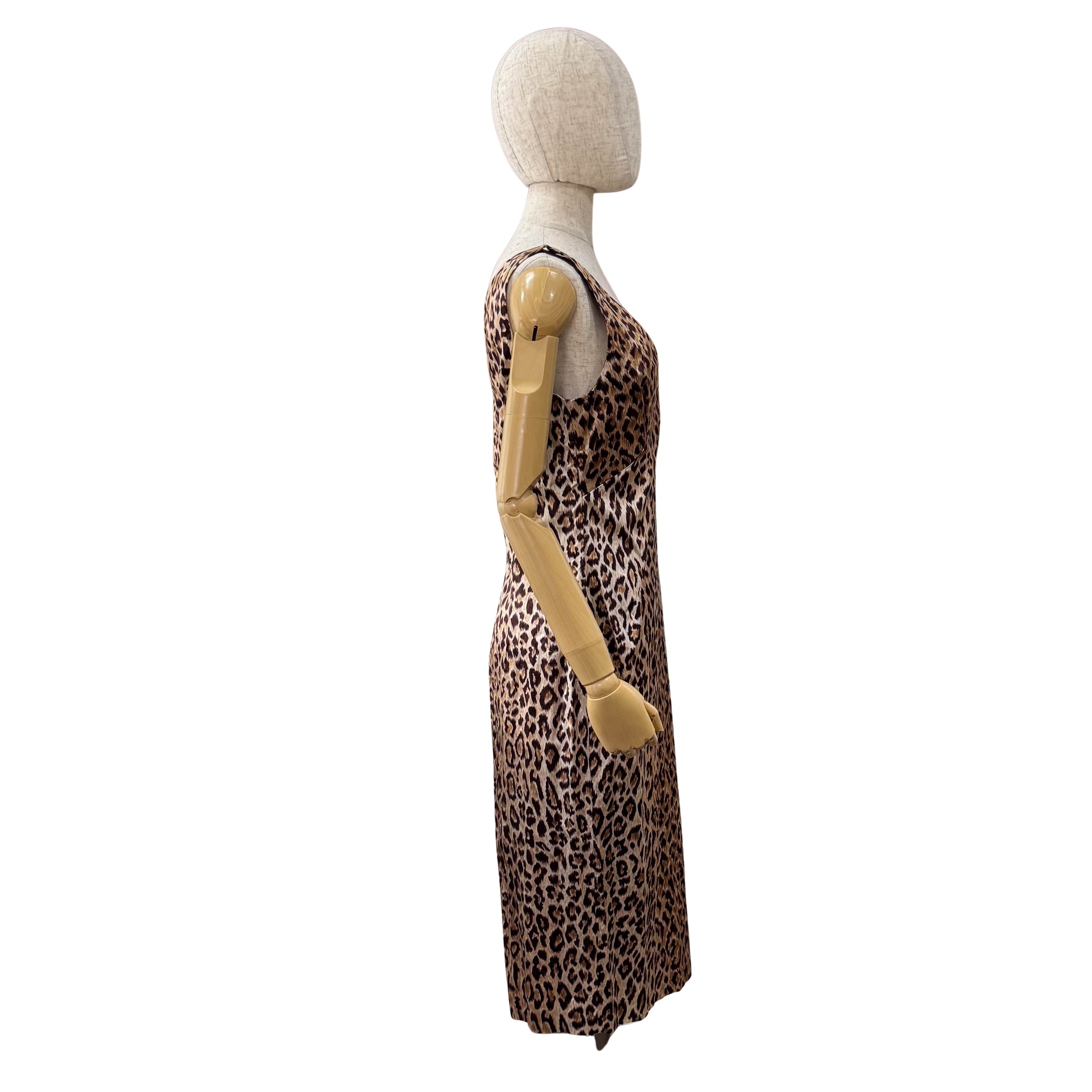 Size 42 Yellow Leopard Print Synthetic & Cotton Dress