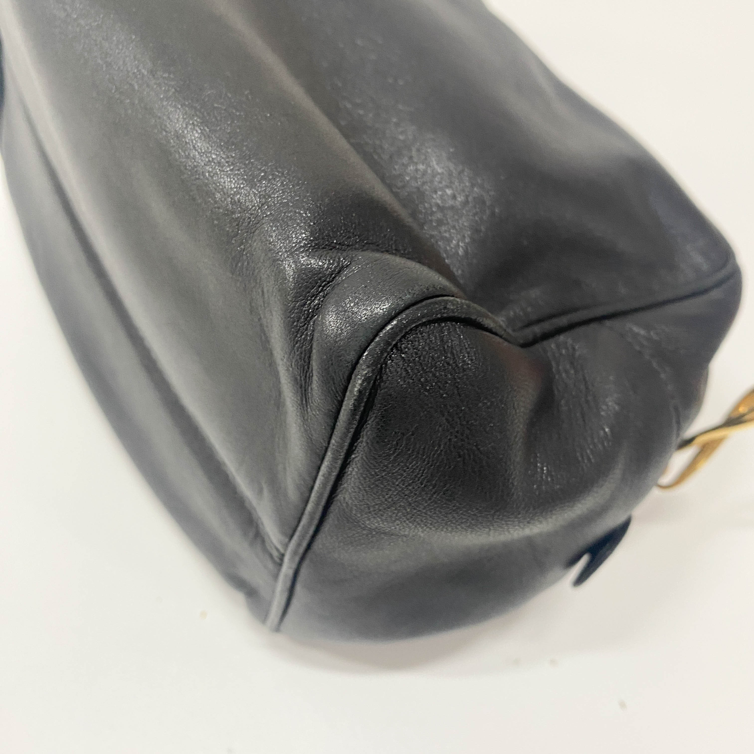 Anagram Small Black Leather Handbag