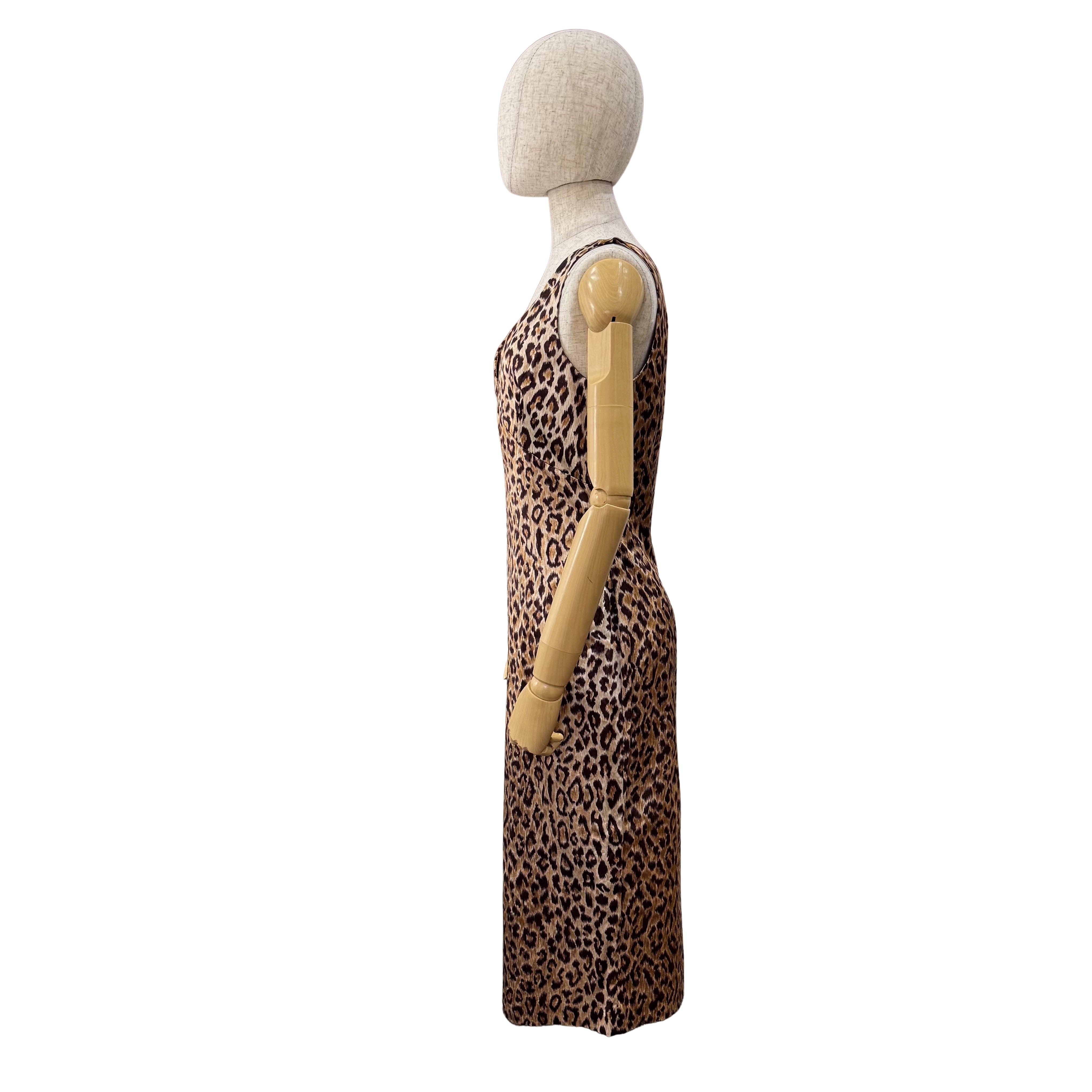 Size 42 Yellow Leopard Print Synthetic & Cotton Dress
