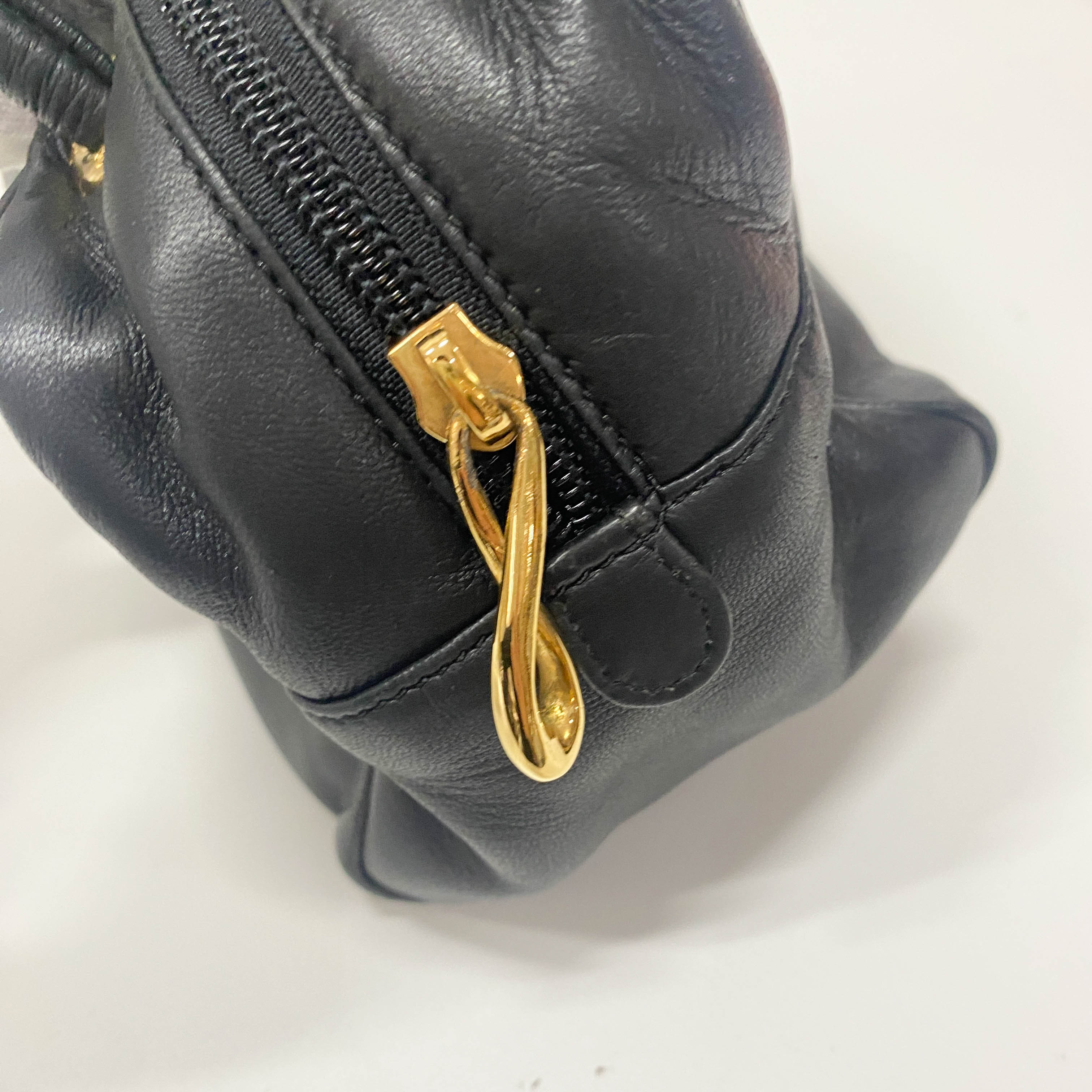 Anagram Small Black Leather Handbag